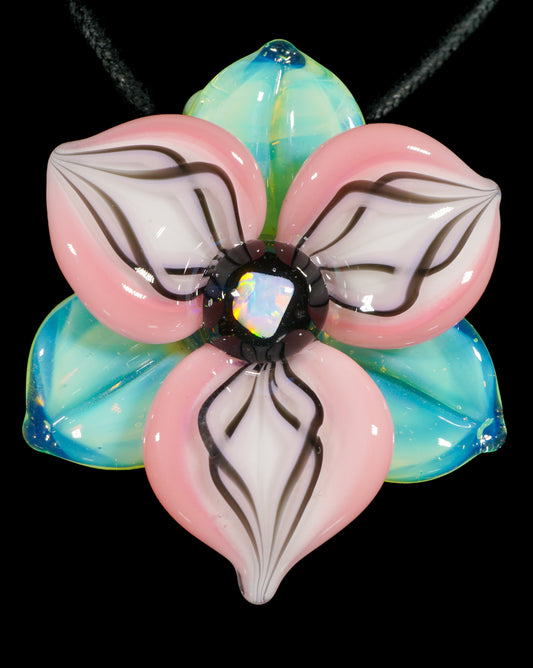 Pastel Pink Trillium Flower Pendant