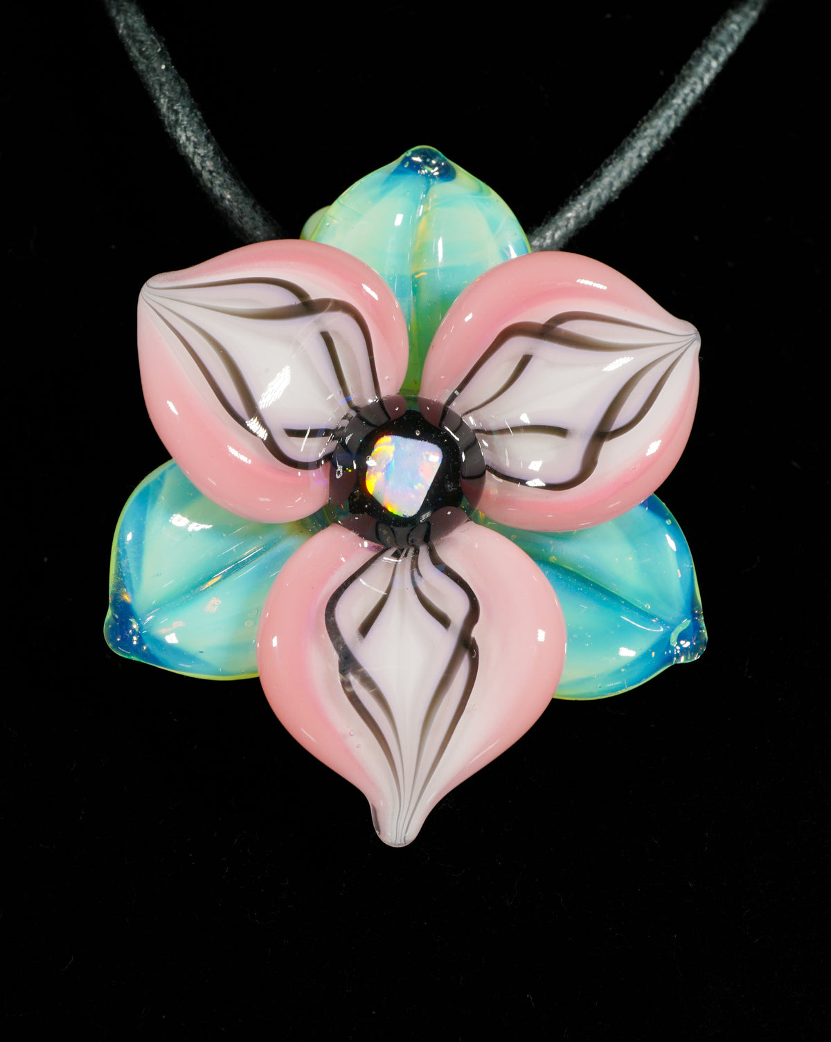 Pastel Pink Trillium Flower Pendant