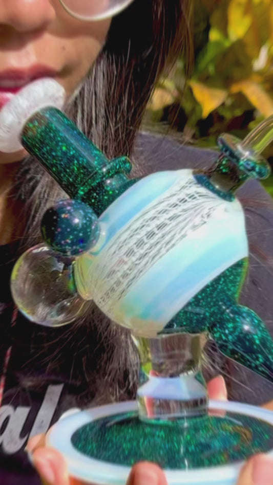 Secret White Zanfirico UV Crushed Opal Heliosphere + Bubble Cap