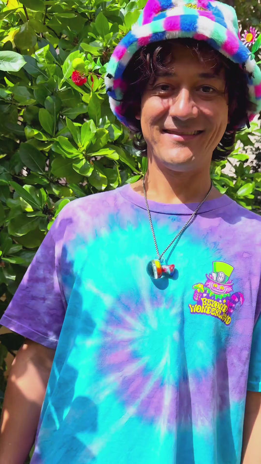 Large Rainbow Opal Galaxy UV Scribble Mushroom Pendant