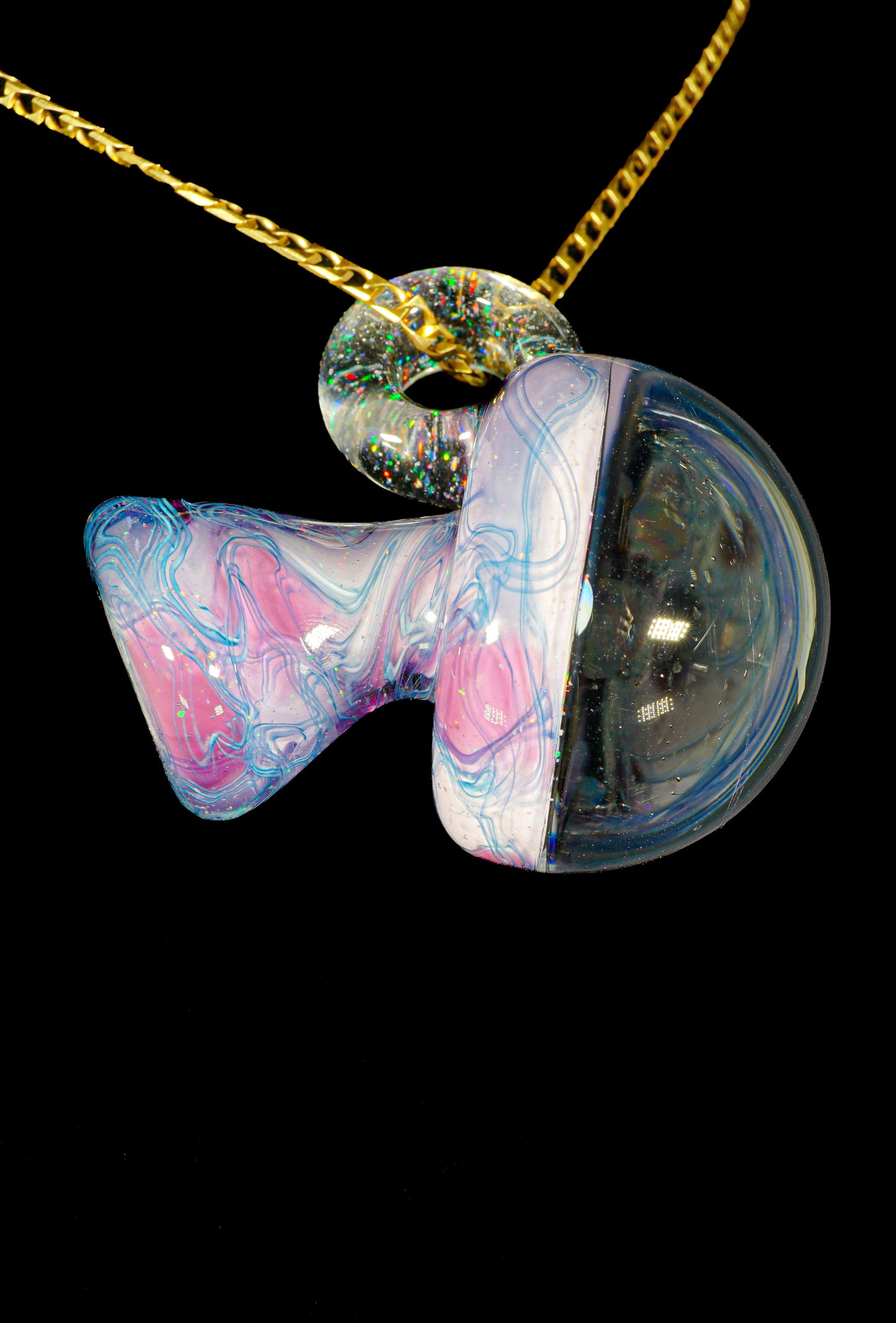 Opal Galaxy UV Scribble Tech Mega Mushroom Pendant
