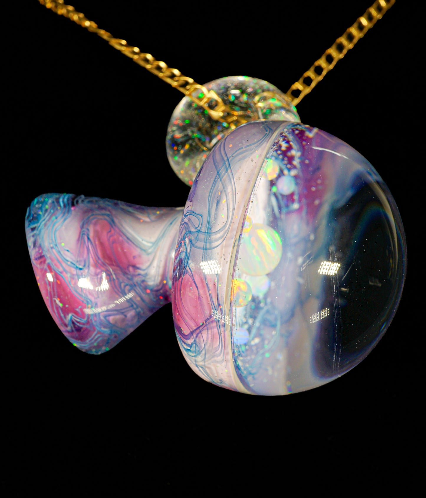 Opal Galaxy UV Scribble Tech Mega Mushroom Pendant