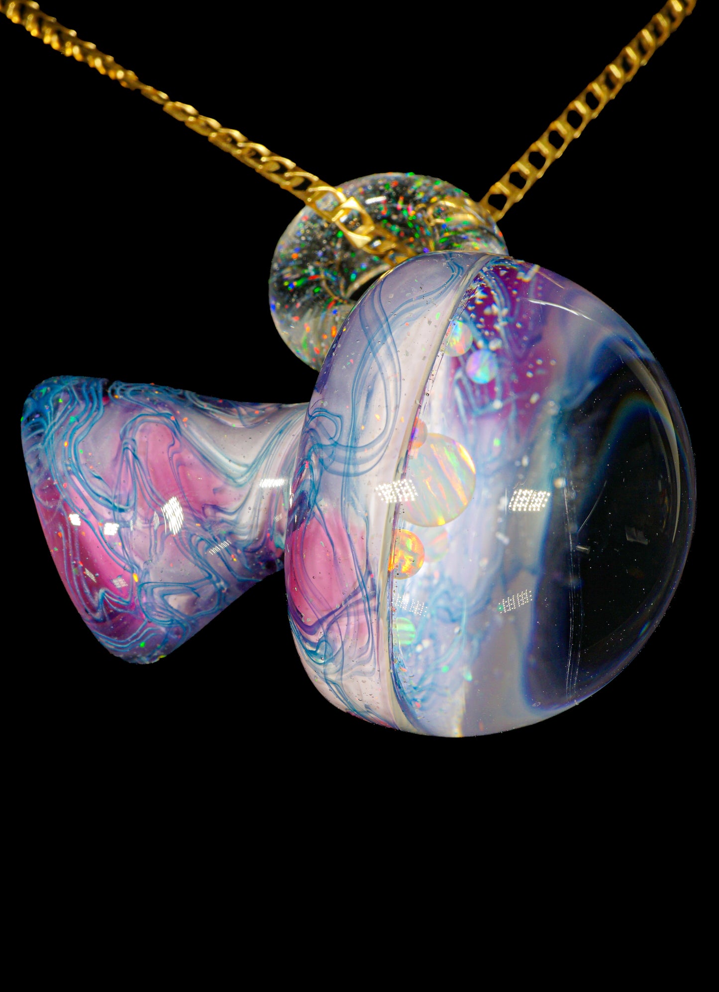 Opal Galaxy UV Scribble Tech Mega Mushroom Pendant