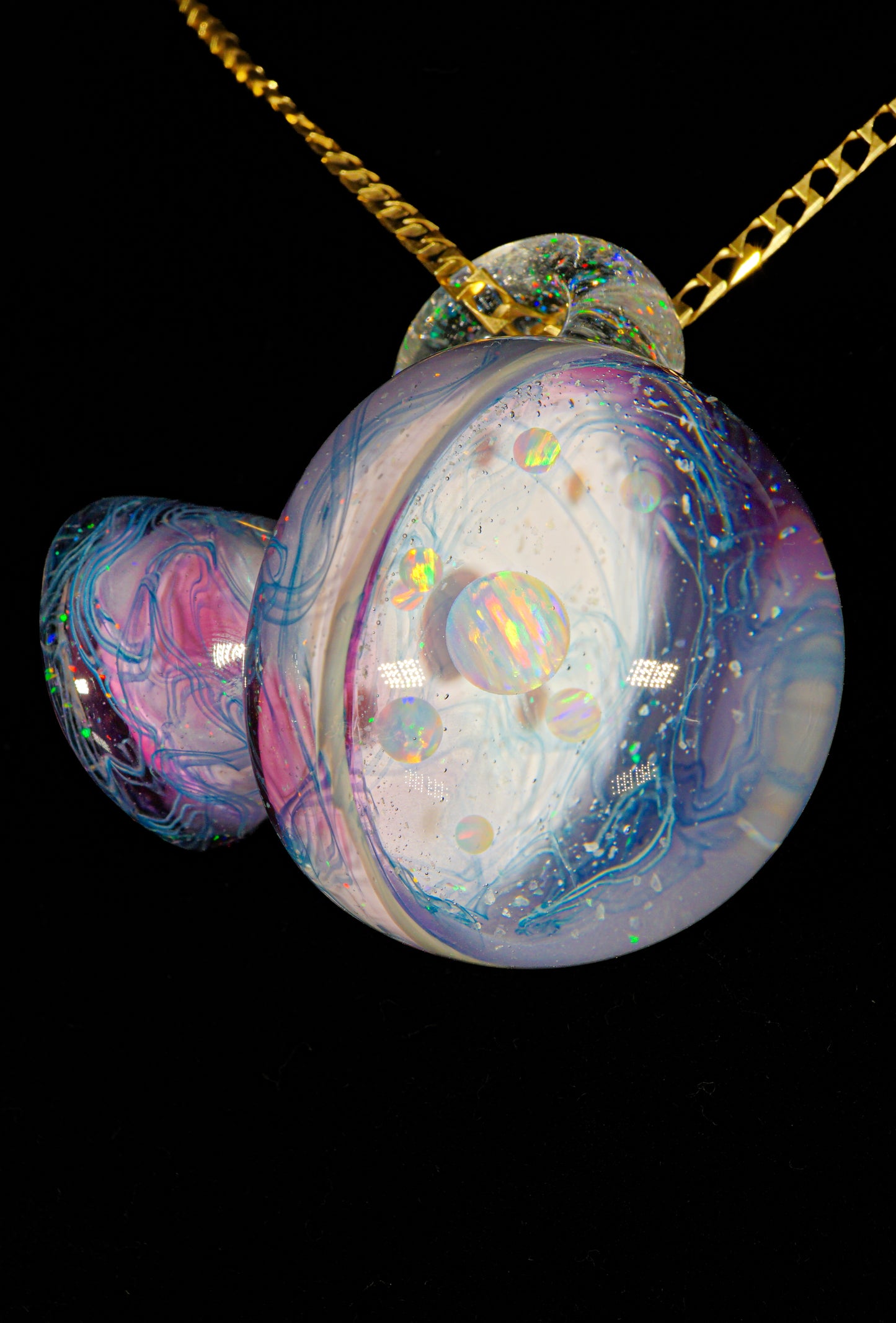 Opal Galaxy UV Scribble Tech Mega Mushroom Pendant