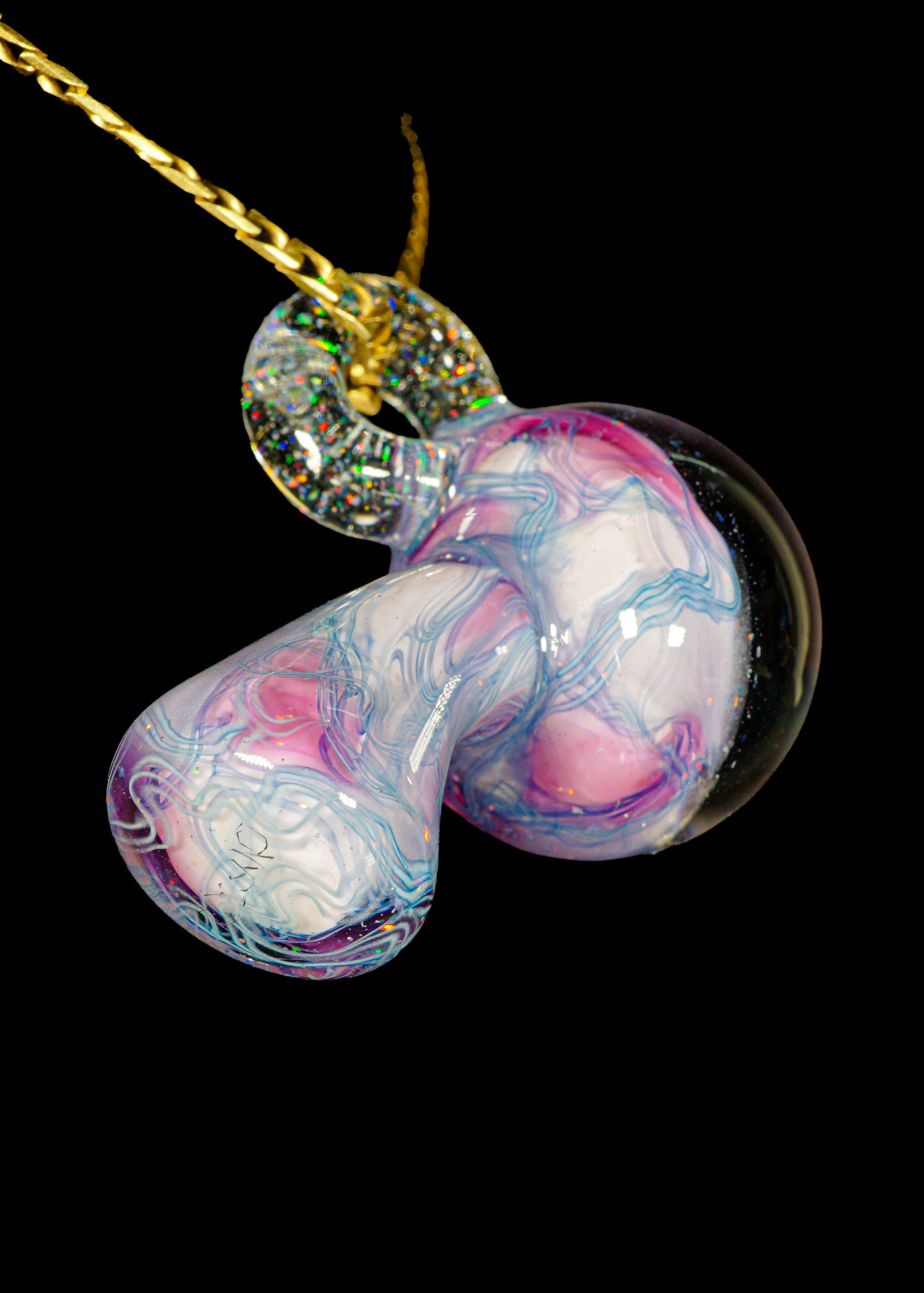 Purple Single Opal UV Scribble Mushroom Pendant