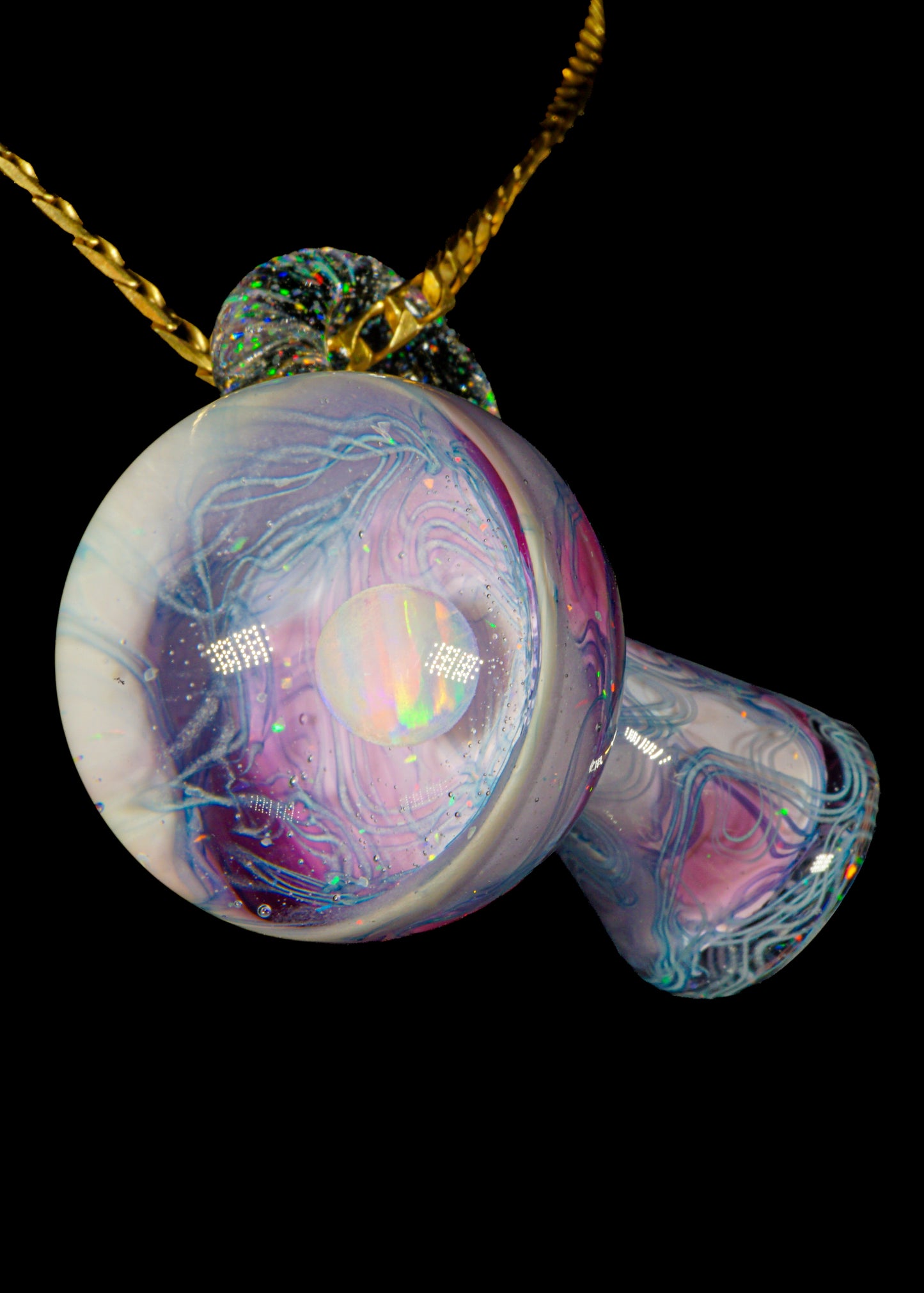 Purple Single Opal UV Scribble Mushroom Pendant