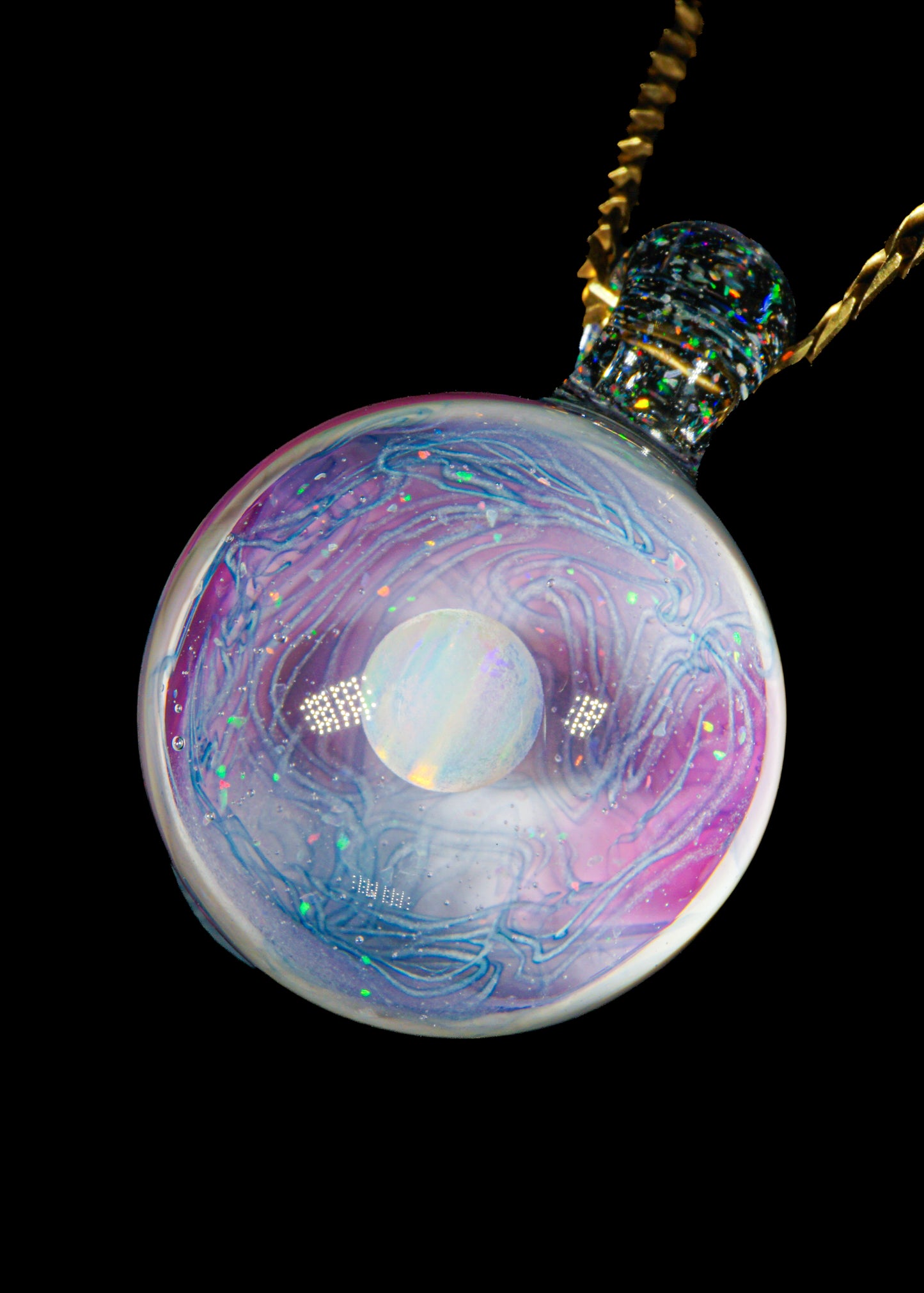 Purple Single Opal UV Scribble Mushroom Pendant