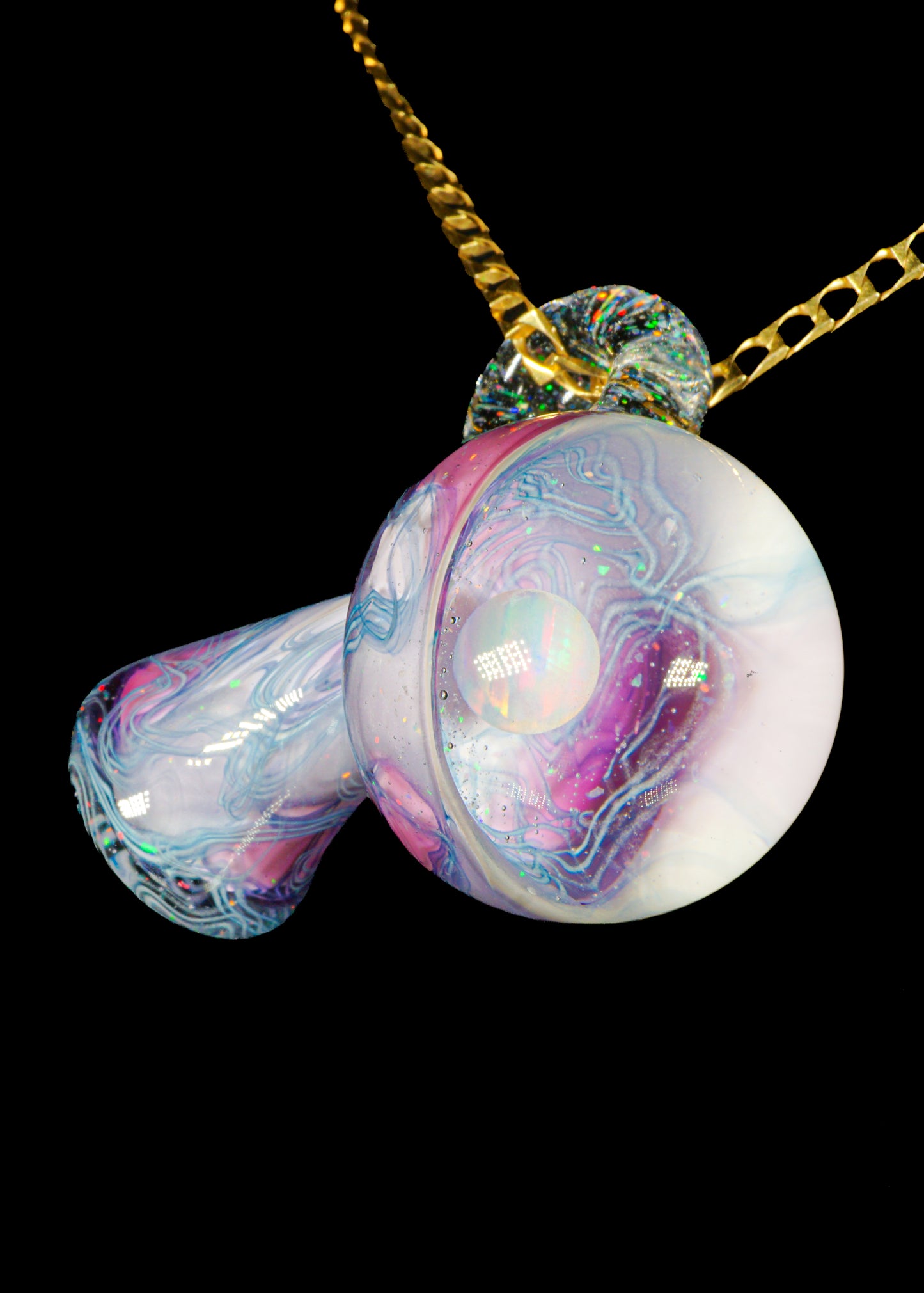 Purple Single Opal UV Scribble Mushroom Pendant
