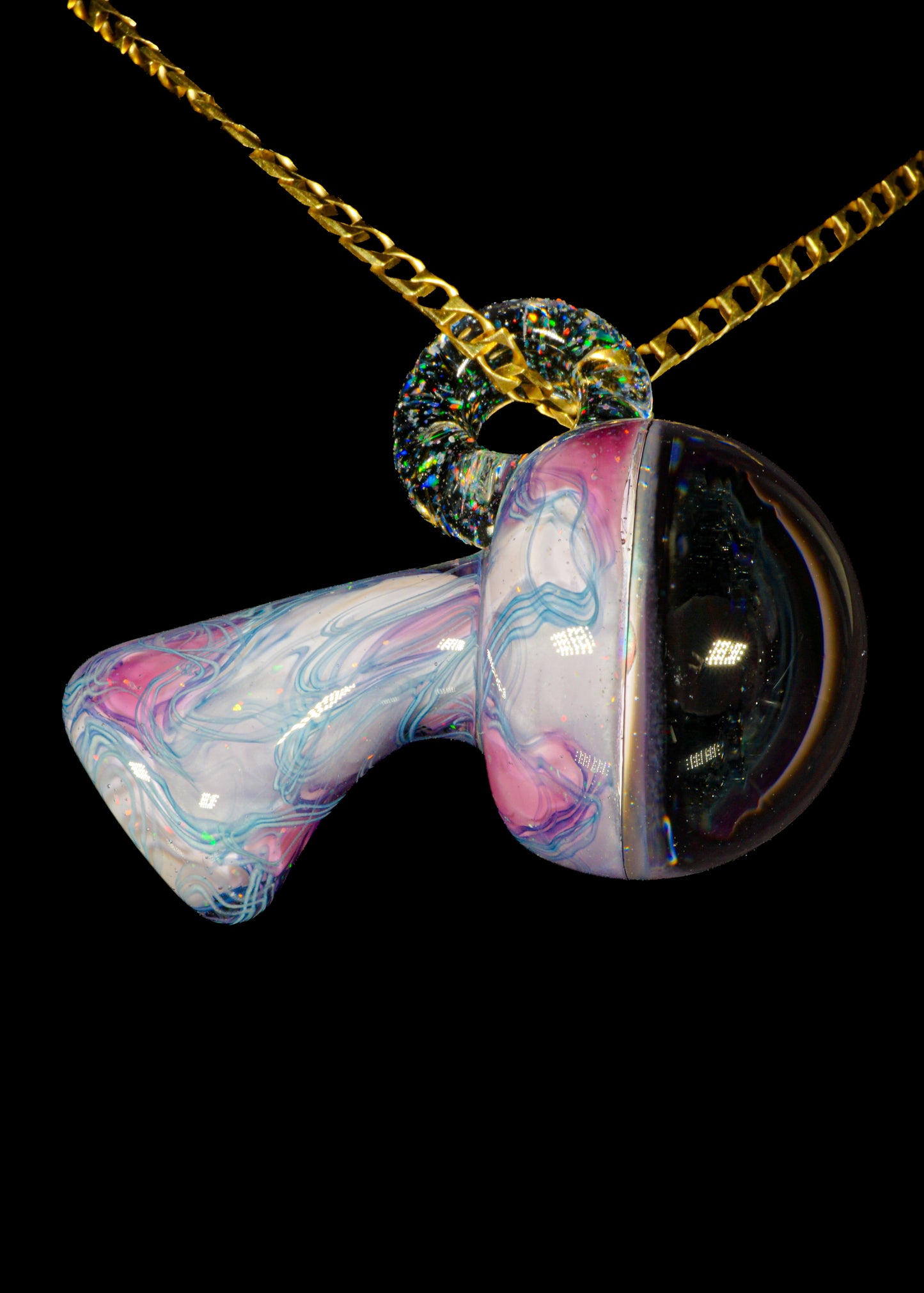 Purple Single Opal UV Scribble Mushroom Pendant