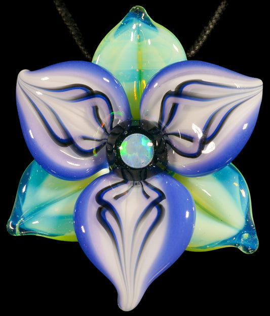 Indigo Trillium Flower Pendant