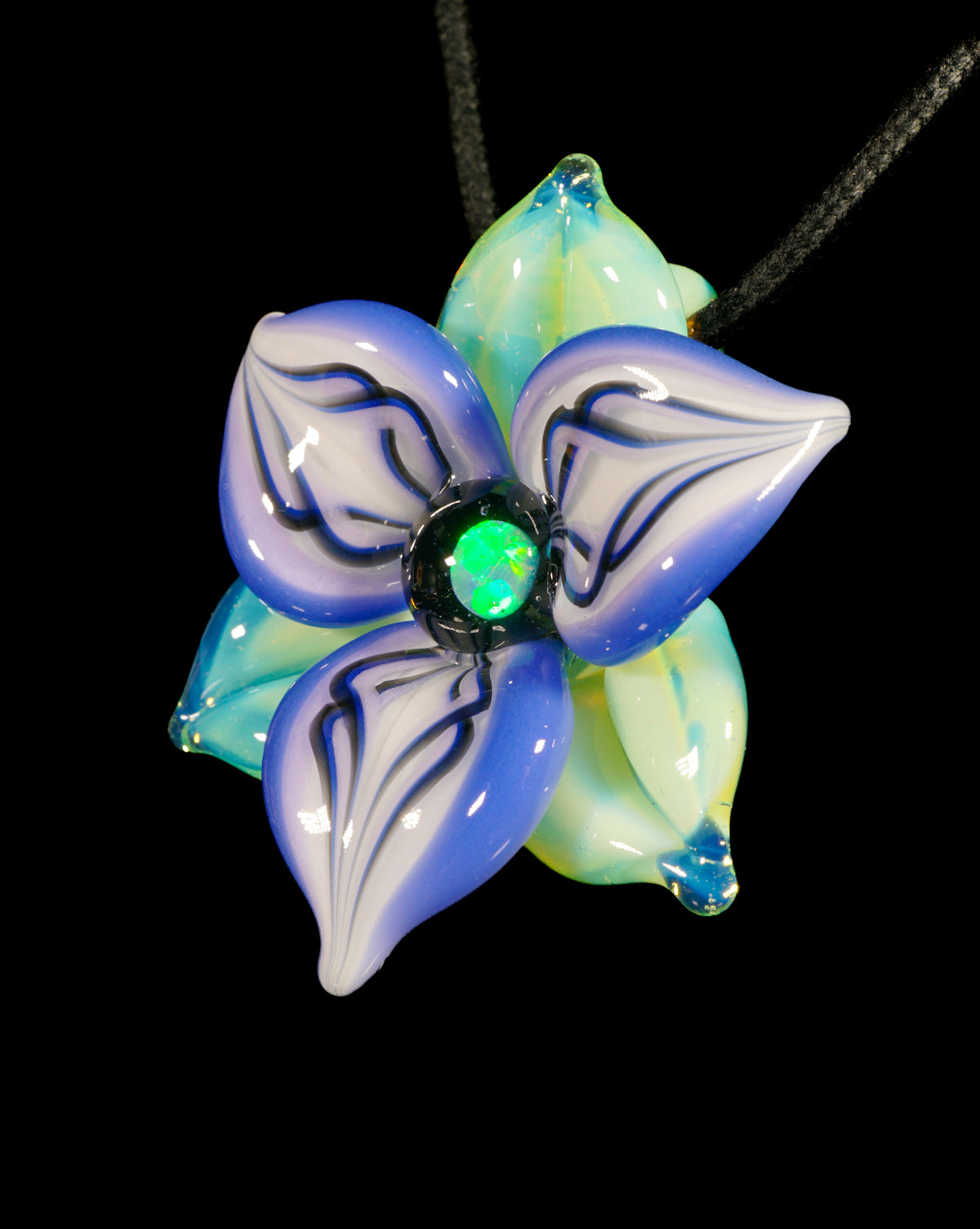 Indigo Trillium Flower Pendant
