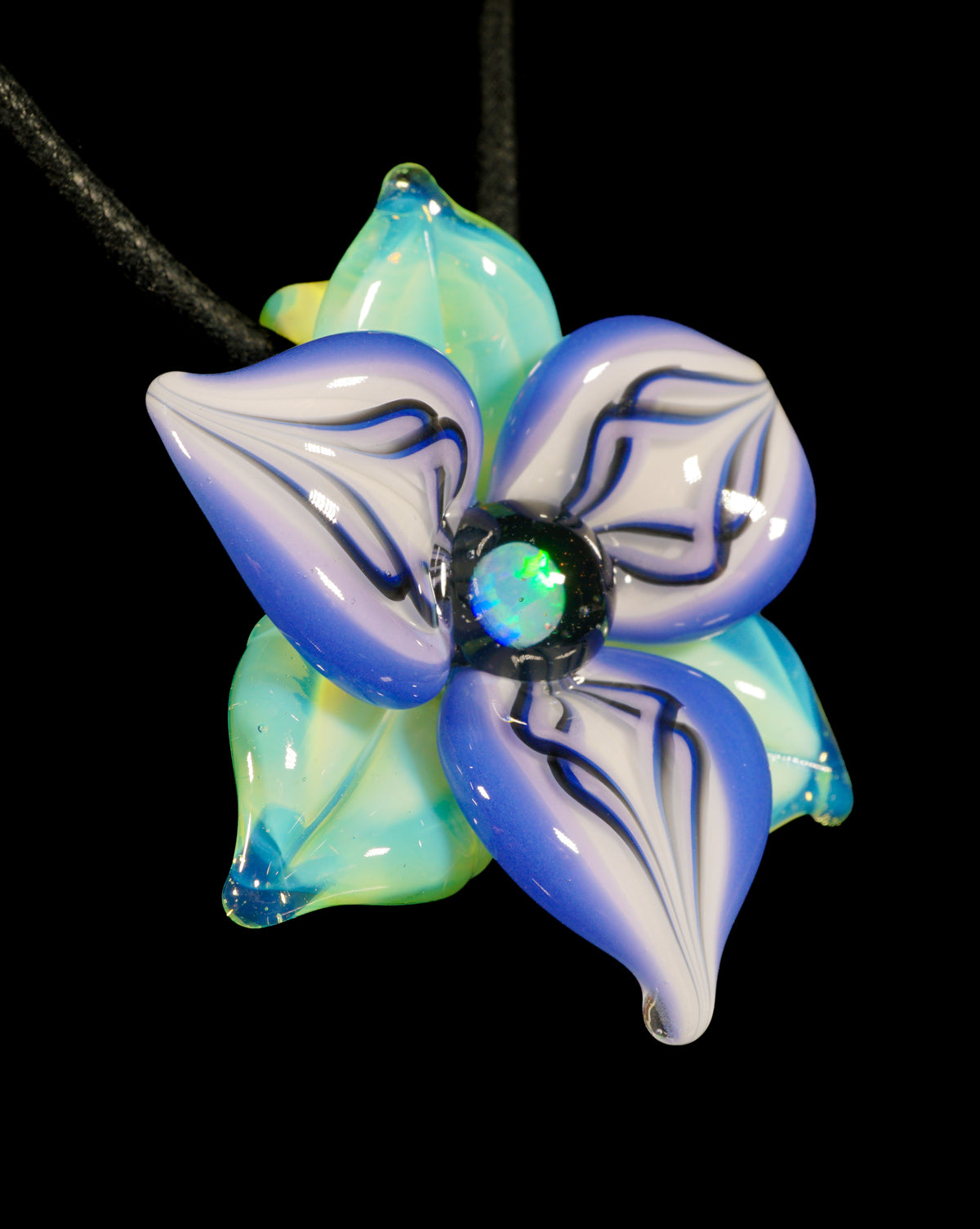 Indigo Trillium Flower Pendant