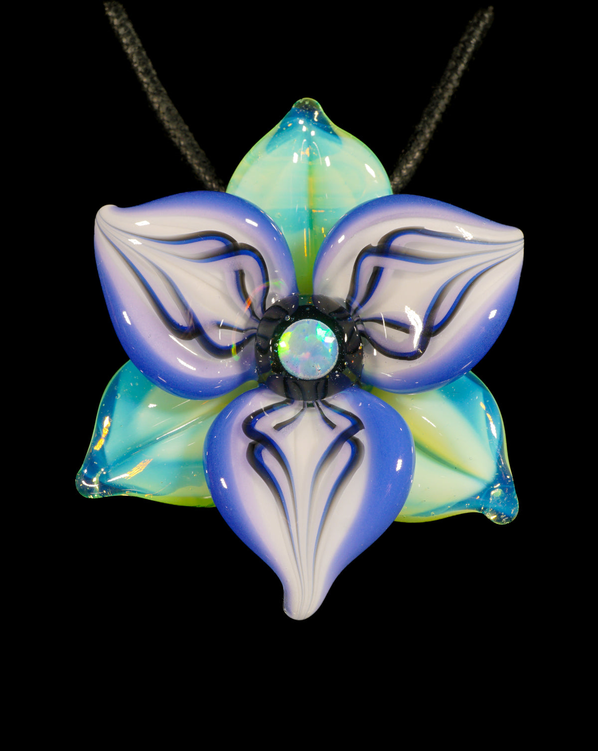 Indigo Trillium Flower Pendant