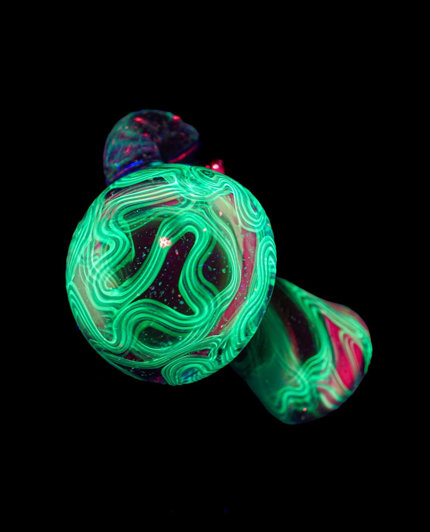 Red and Blue Crushed Opal UV Scribble Mushroom Pendant