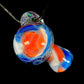 Red and Blue Crushed Opal UV Scribble Mushroom Pendant