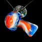 Red and Blue Crushed Opal UV Scribble Mushroom Pendant