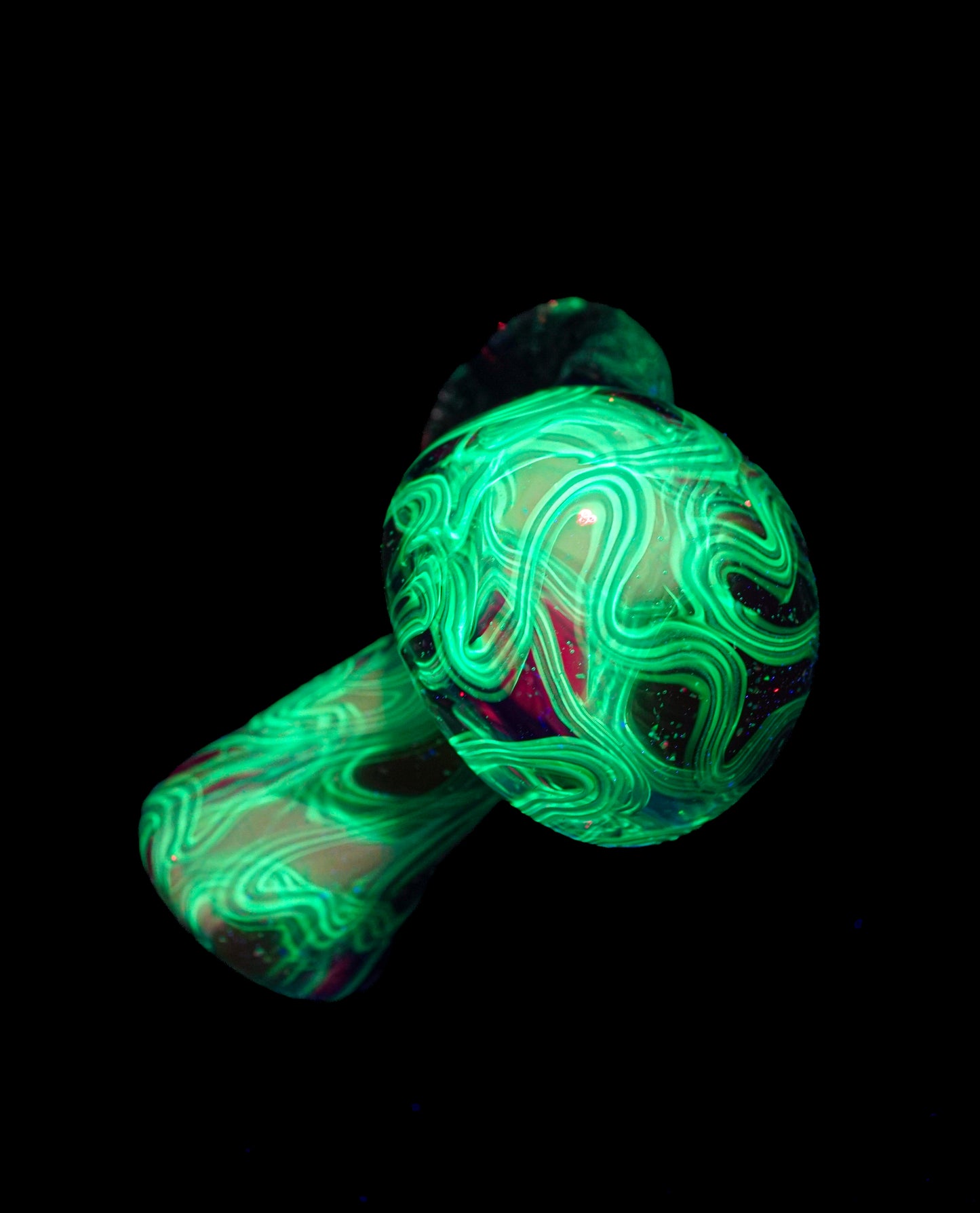 Red and Blue Crushed Opal UV Scribble Mushroom Pendant
