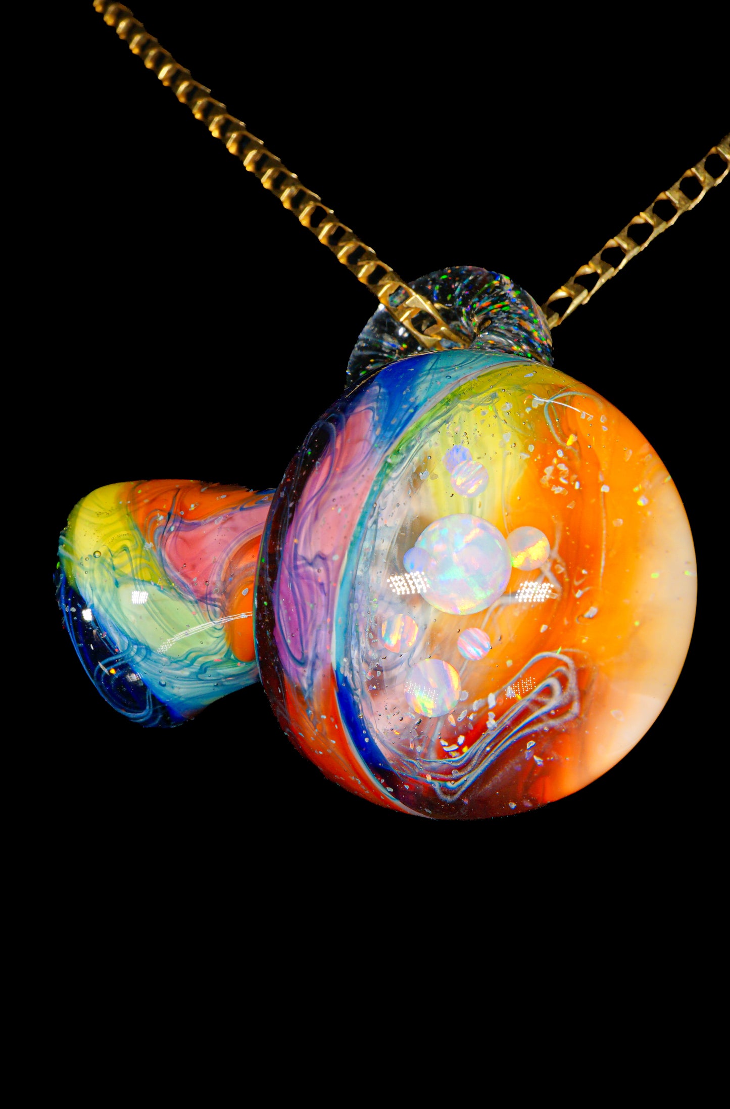 Rainbow Opal Galaxy UV Scribble Mega Mushroom Pendant
