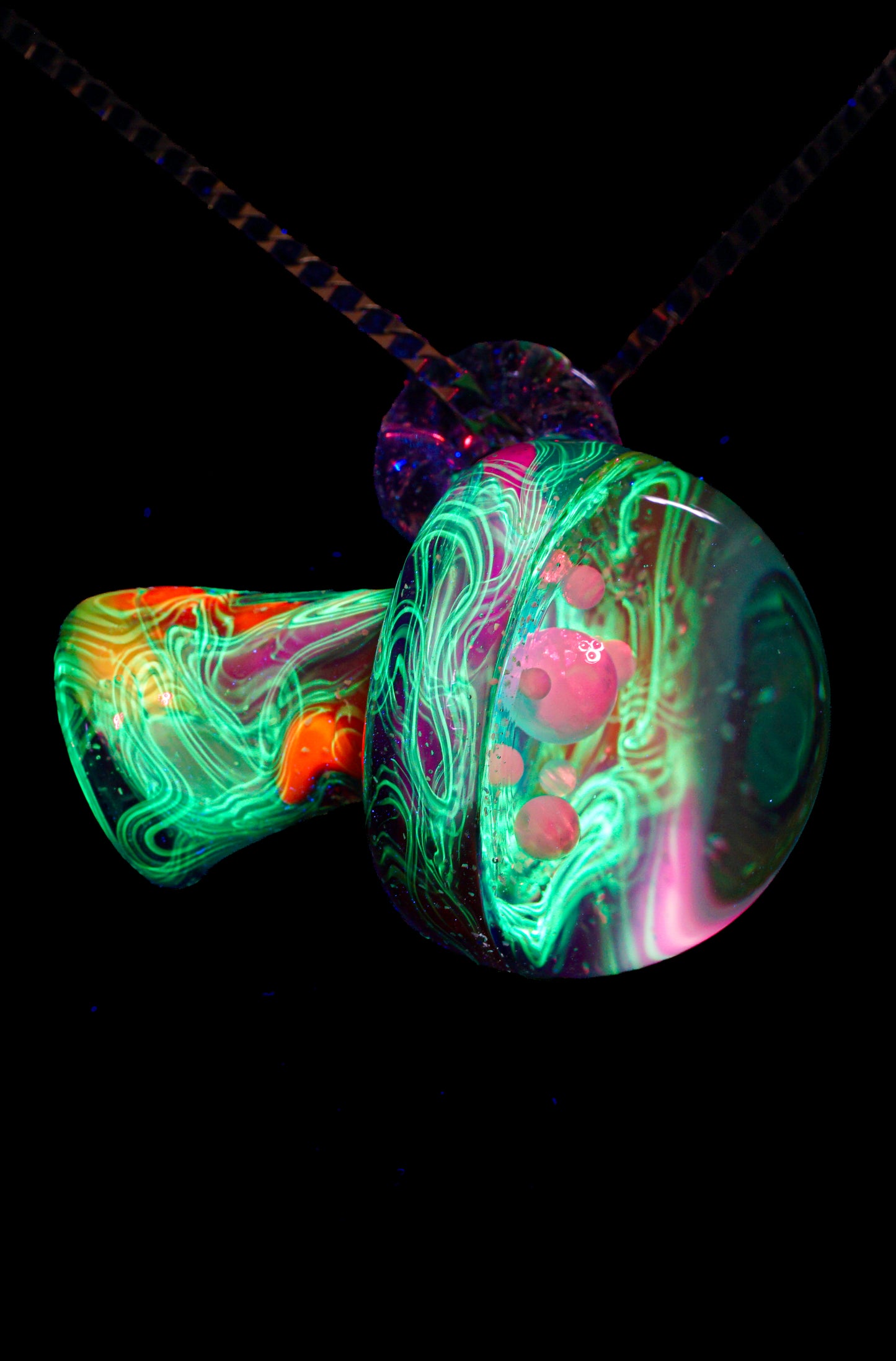 Rainbow Opal Galaxy UV Scribble Mega Mushroom Pendant