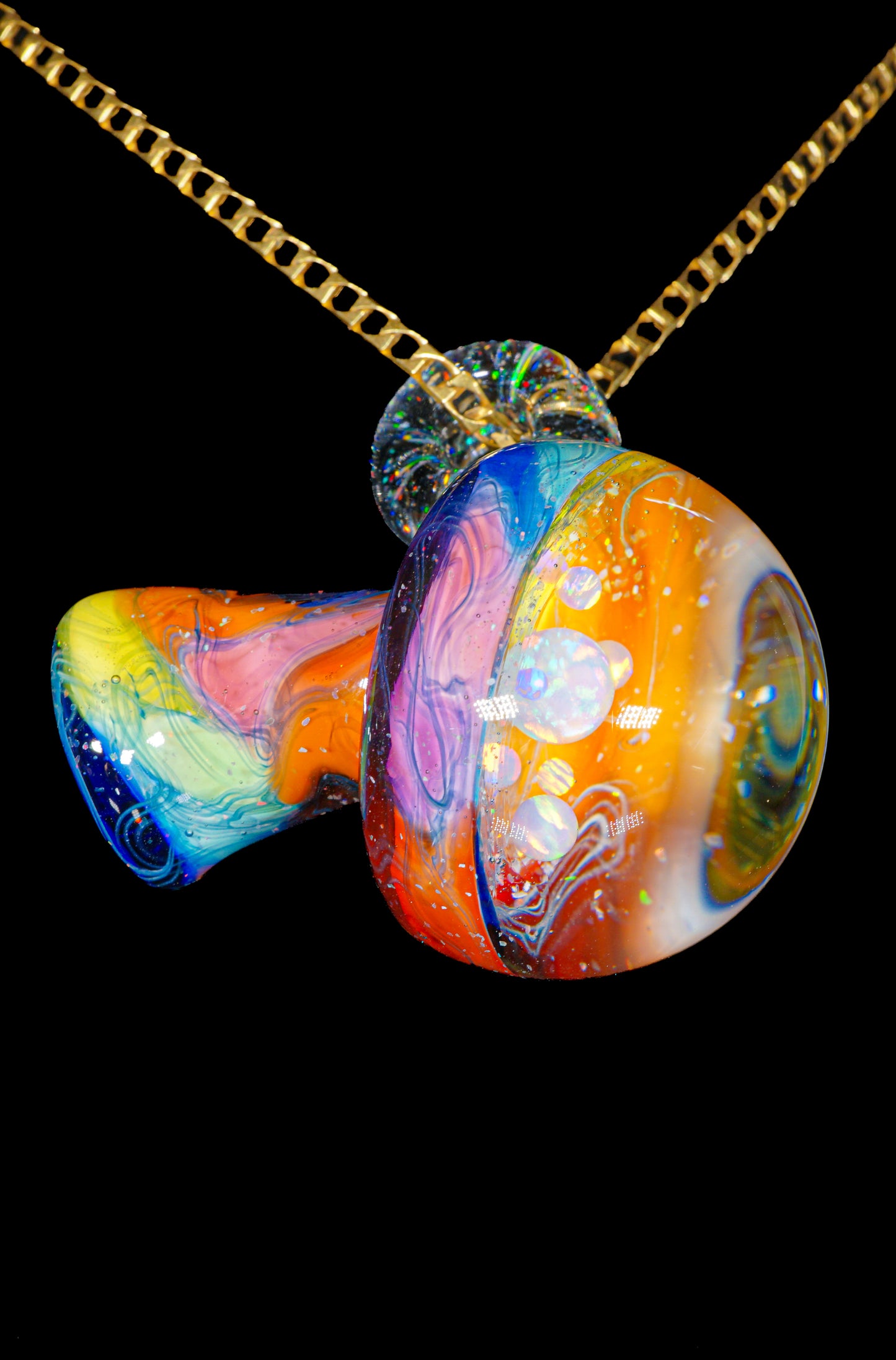 Rainbow Opal Galaxy UV Scribble Mega Mushroom Pendant