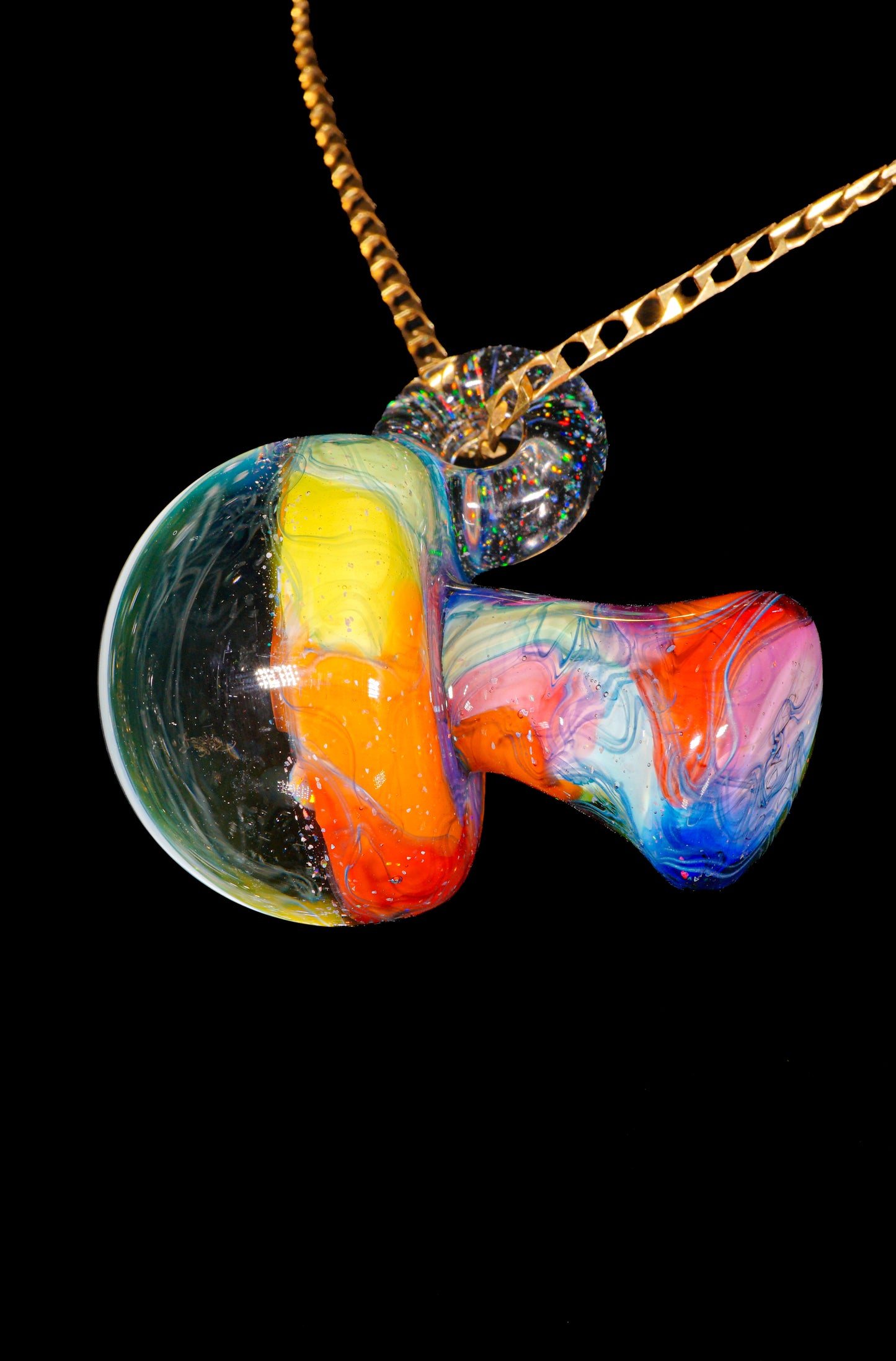 Rainbow Opal Galaxy UV Scribble Mega Mushroom Pendant
