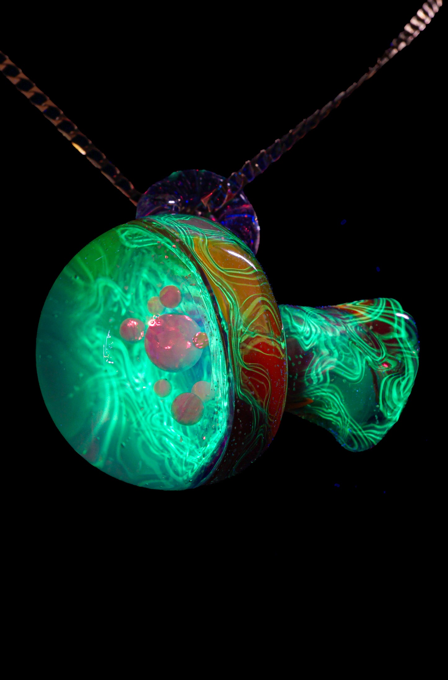Rainbow Opal Galaxy UV Scribble Mega Mushroom Pendant
