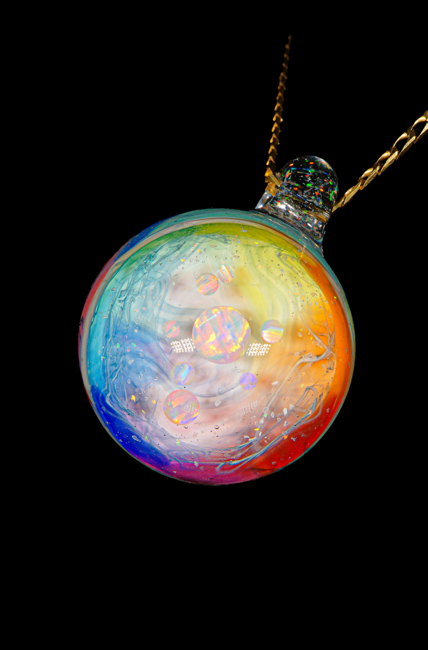 Rainbow Opal Galaxy UV Scribble Mega Mushroom Pendant
