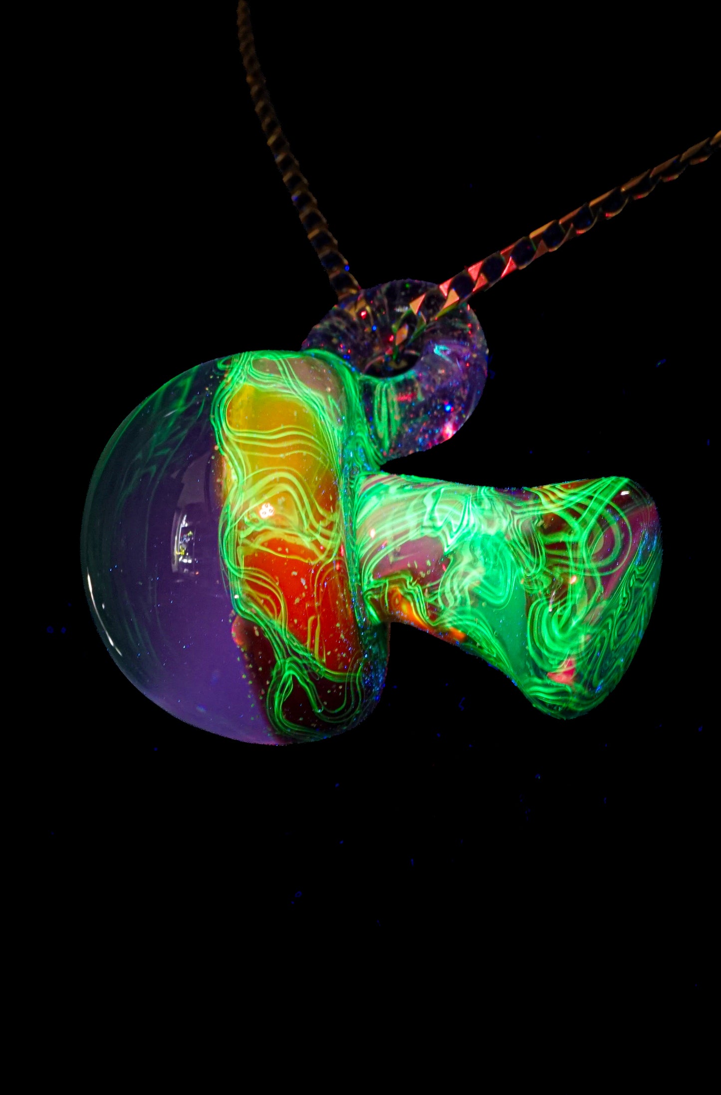 Rainbow Opal Galaxy UV Scribble Mega Mushroom Pendant