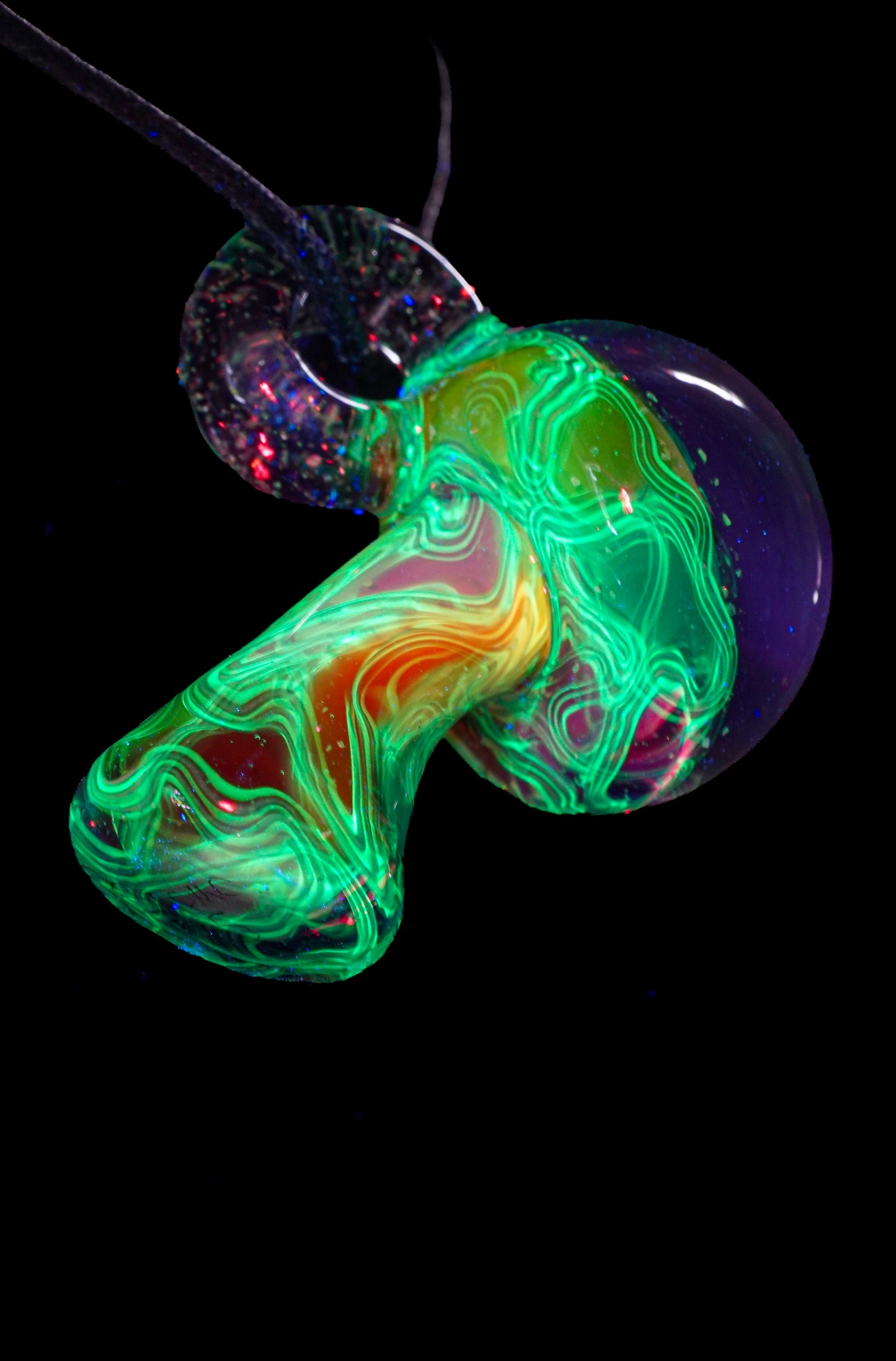 Rainbow Single Opal UV Scribble Mushroom Pendant