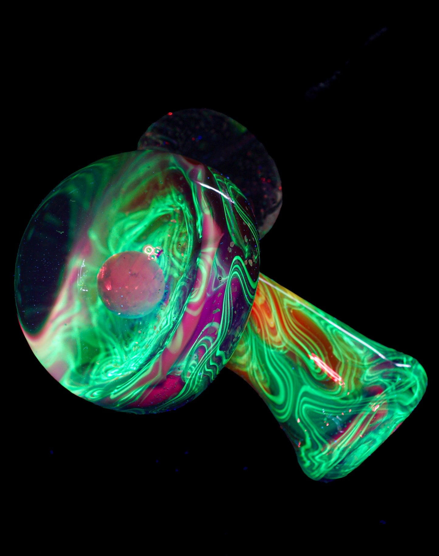 Rainbow Single Opal UV Scribble Mushroom Pendant