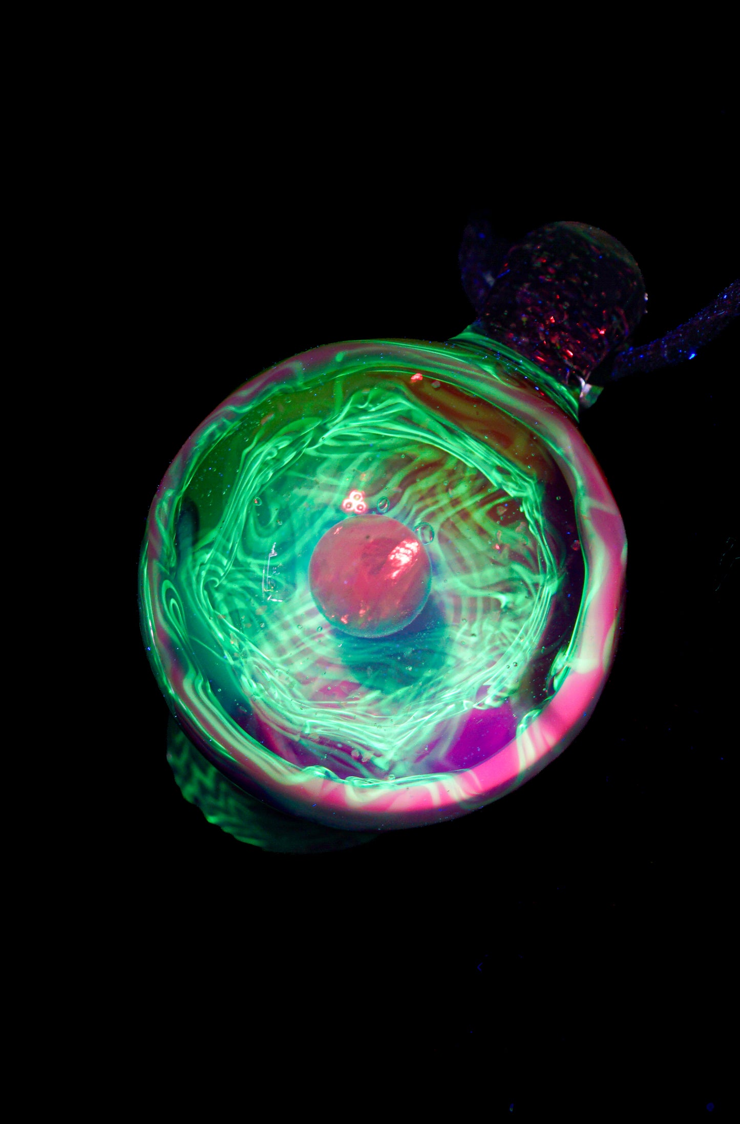 Rainbow Single Opal UV Scribble Mushroom Pendant