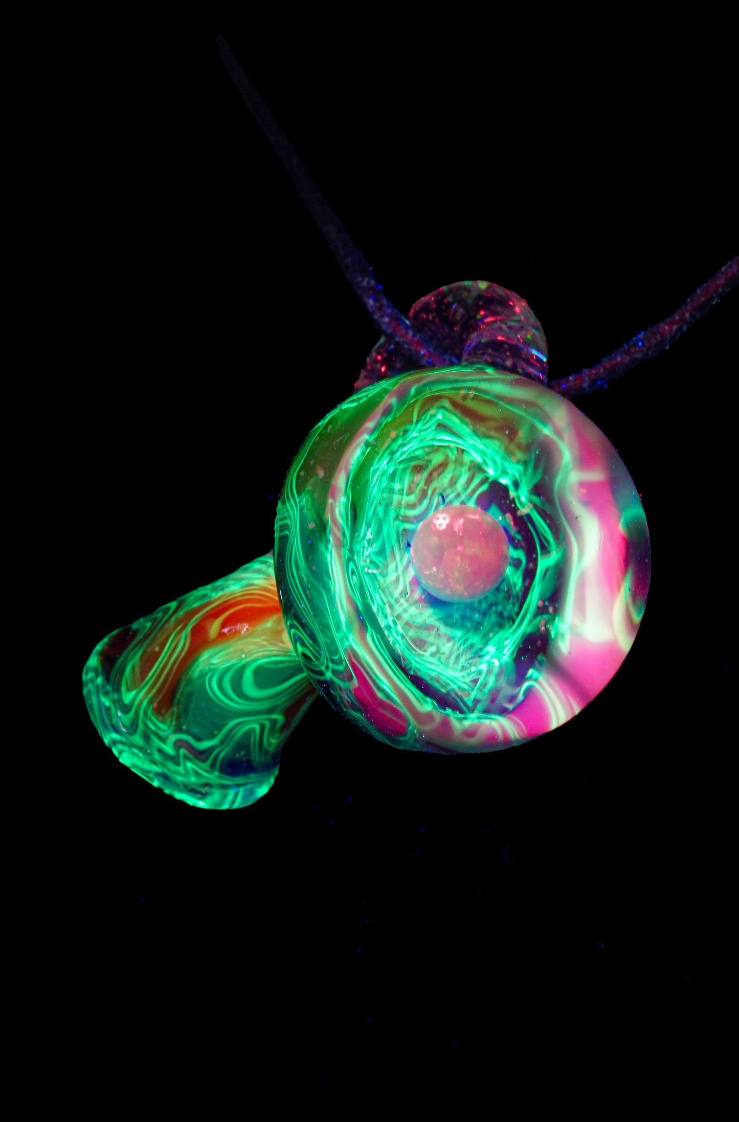 Rainbow Single Opal UV Scribble Mushroom Pendant