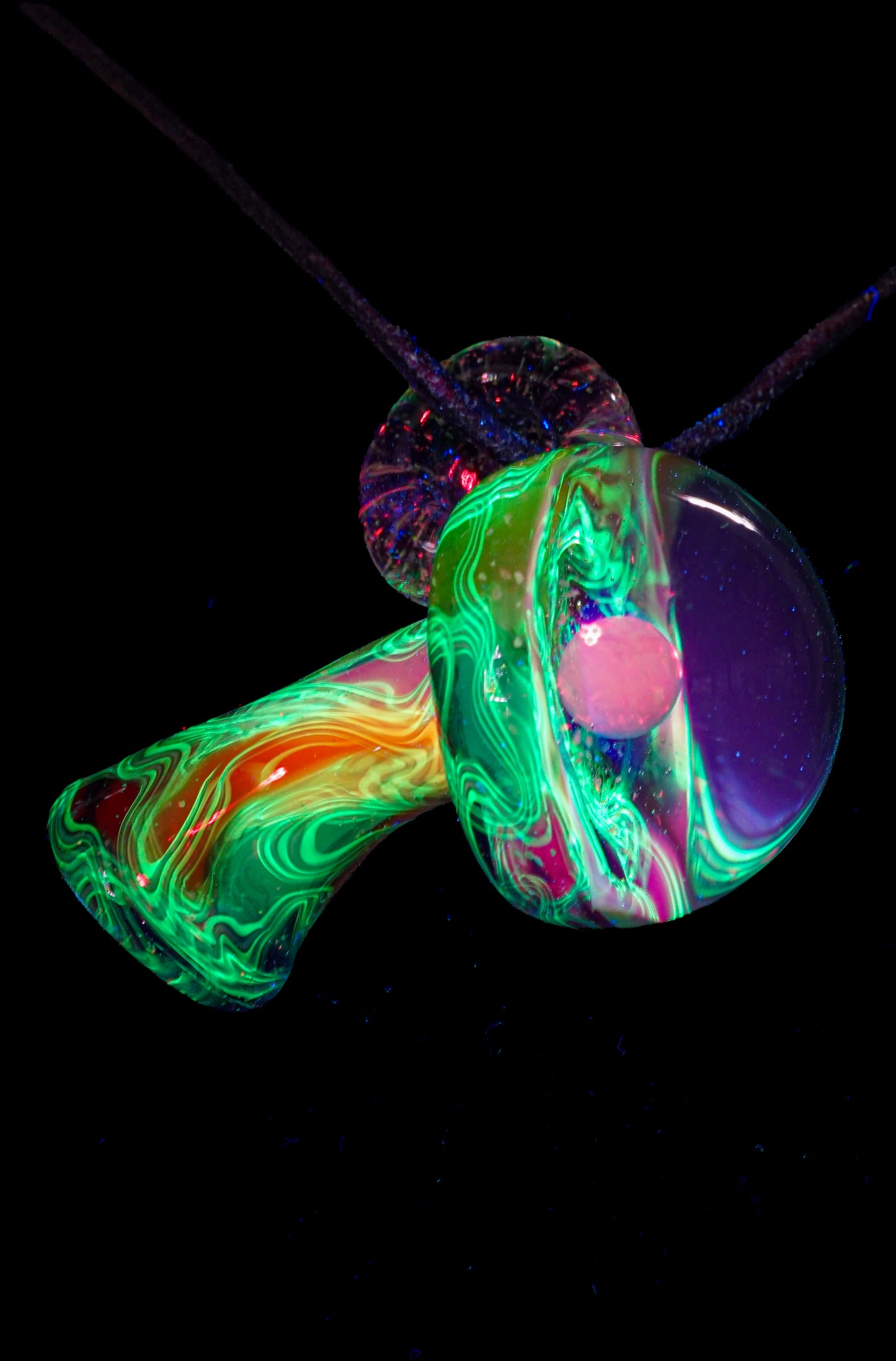 Rainbow Single Opal UV Scribble Mushroom Pendant