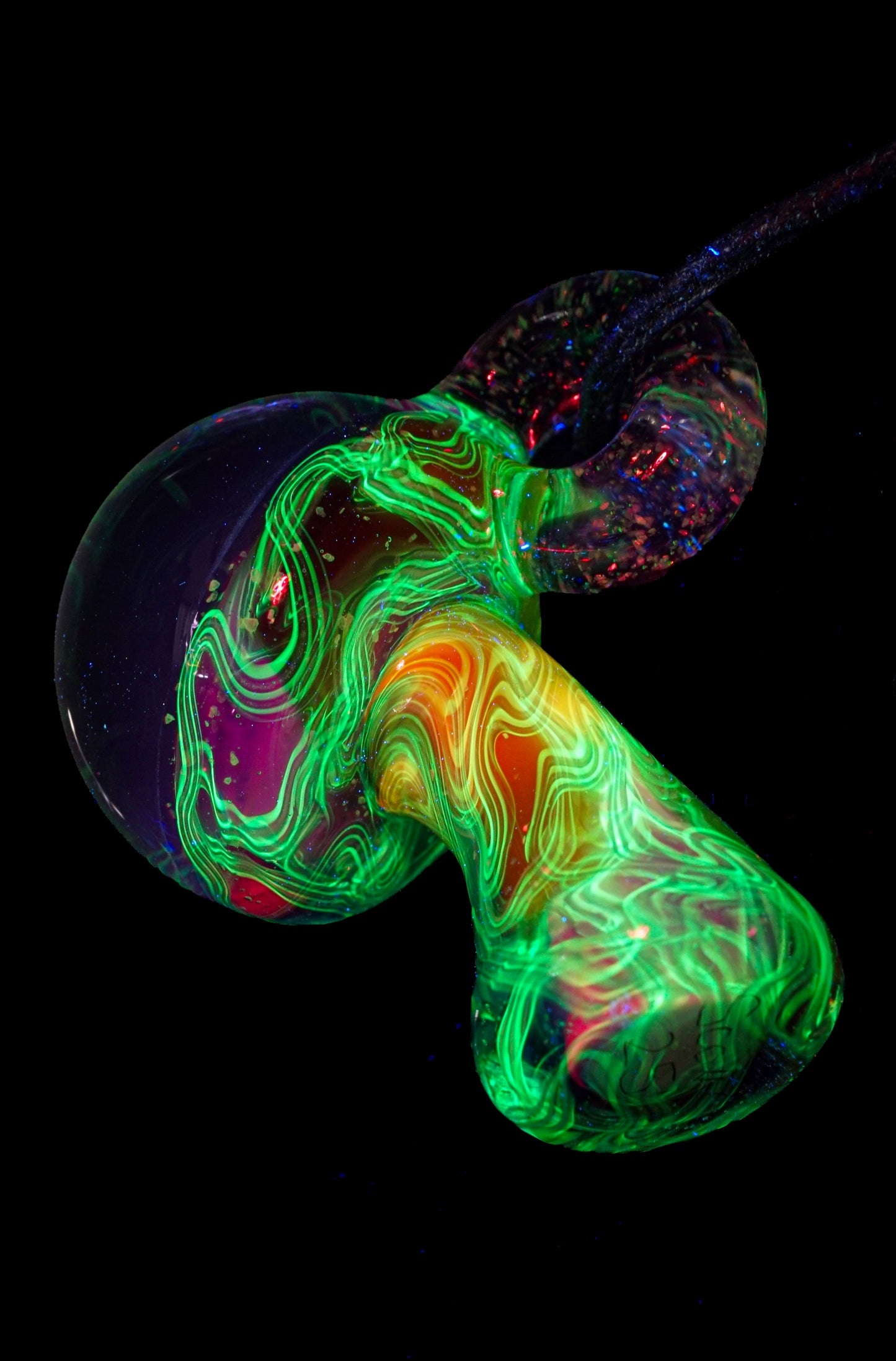 Rainbow Single Opal UV Scribble Mushroom Pendant
