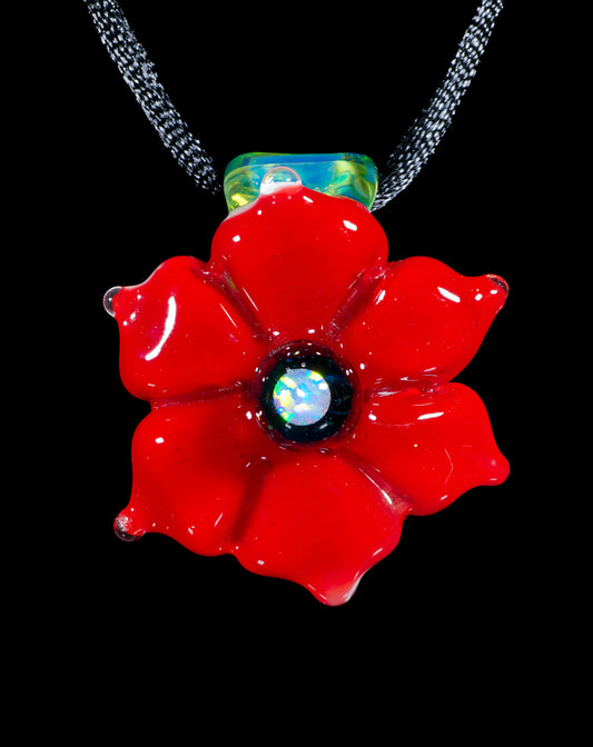 Red Button Flower Pendant