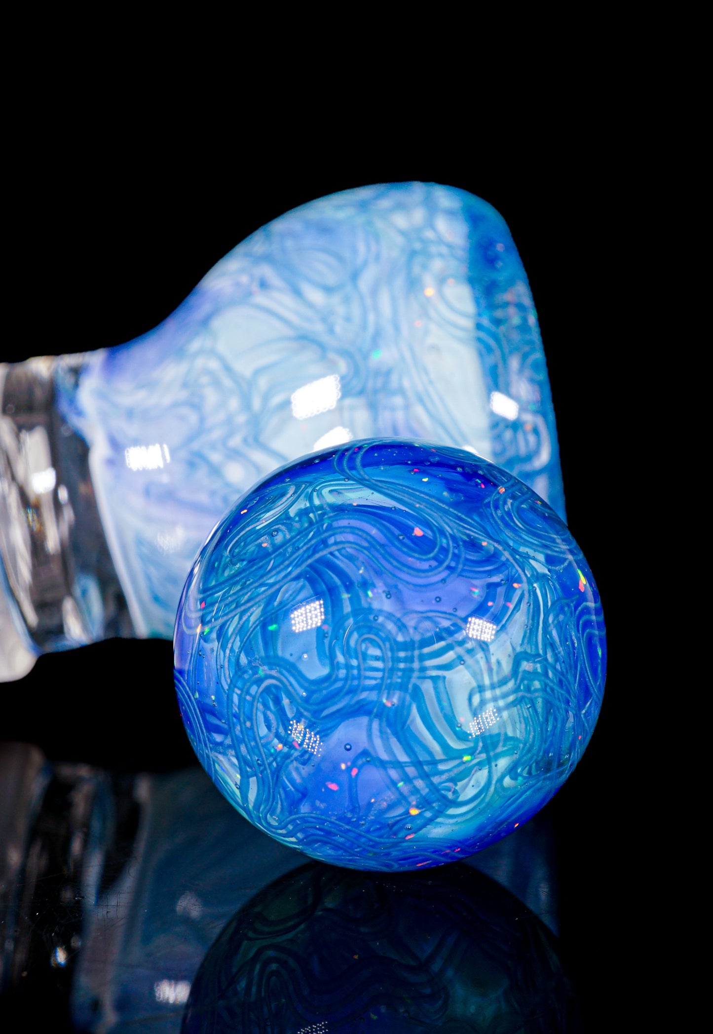 Blue UV Scribble Tech Crushed Opal 18mm Slide