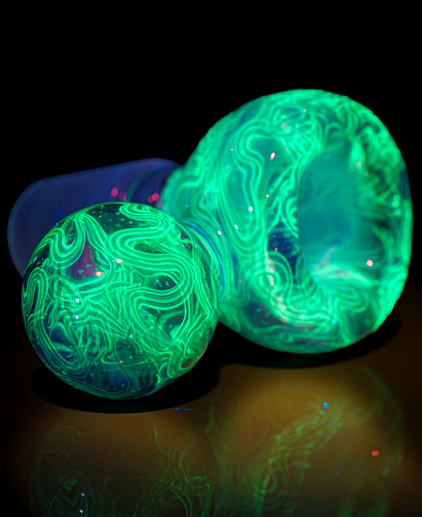 Blue UV Scribble Tech Crushed Opal 18mm Slide