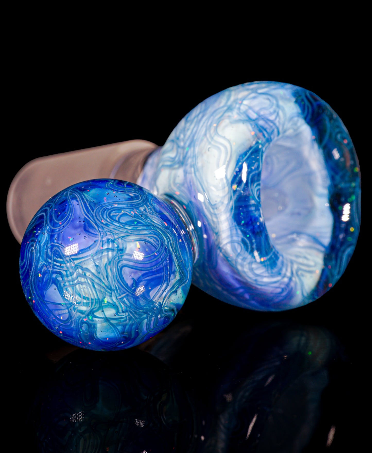 Blue UV Scribble Tech Crushed Opal 18mm Slide