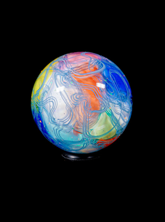 Crushed Opal UV Scribble Tech Marble (20mm) - F