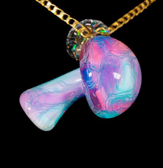 Crushed Opal UV Scribble Mushroom Pendant (C)