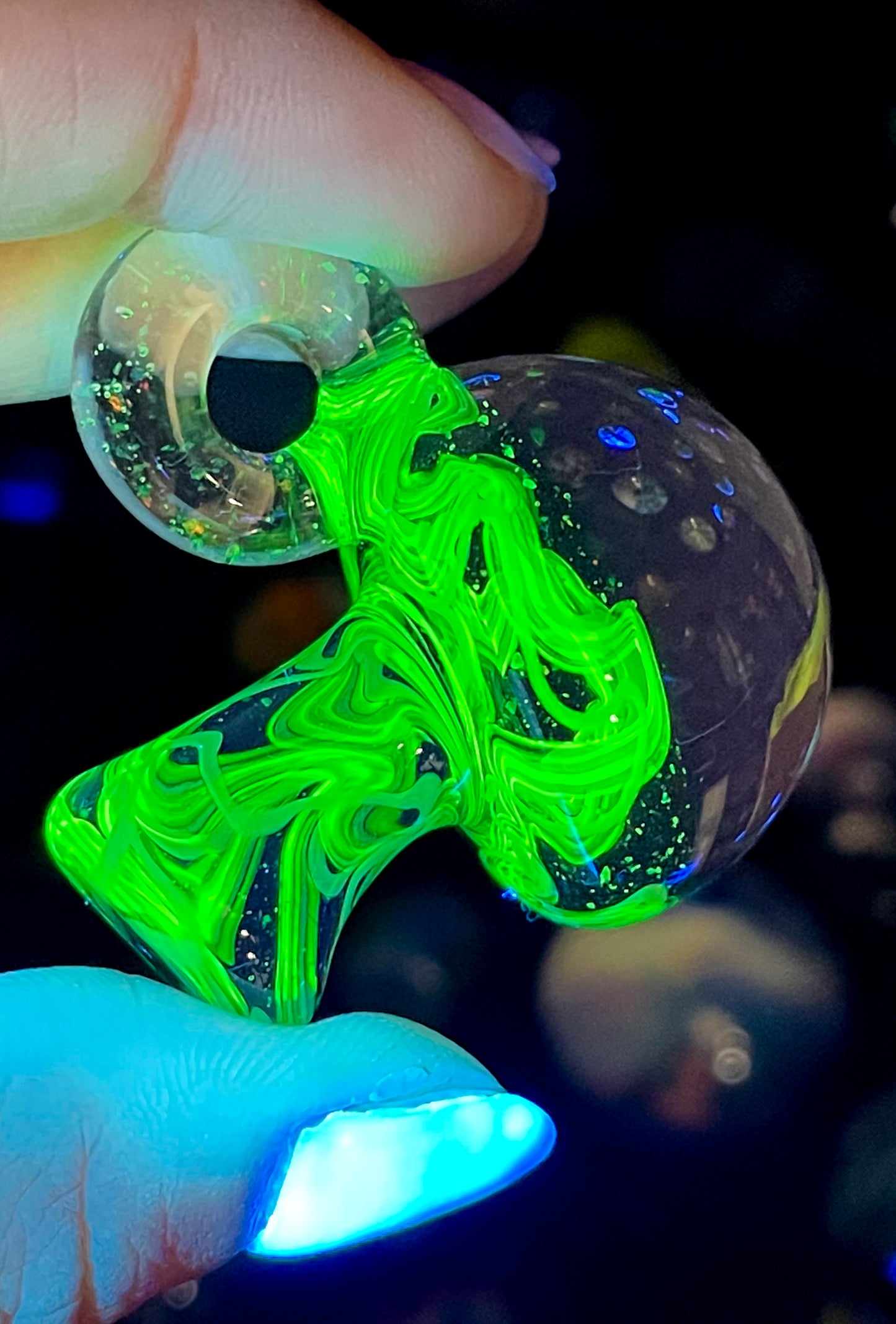 Opal Galaxy UV Scribble Mushroom Pendant