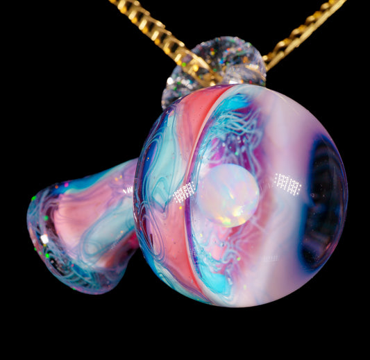 Opal UV Scribble Mushroom Pendant (A)