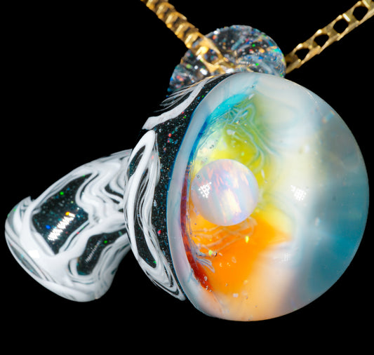 Opal UV Scribble Mushroom Pendant (B)