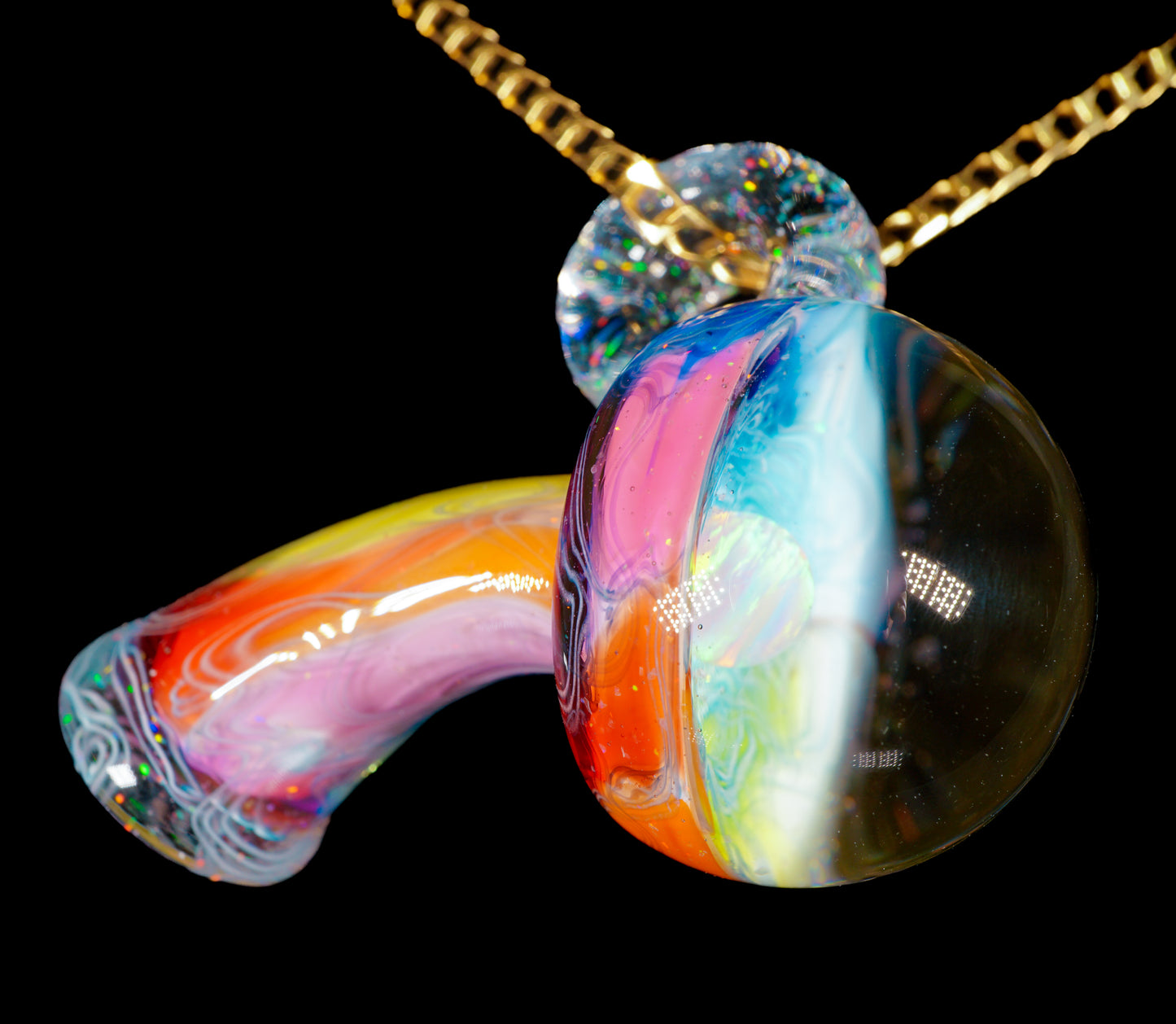 Opal UV Scribble Mushroom Pendant (C)