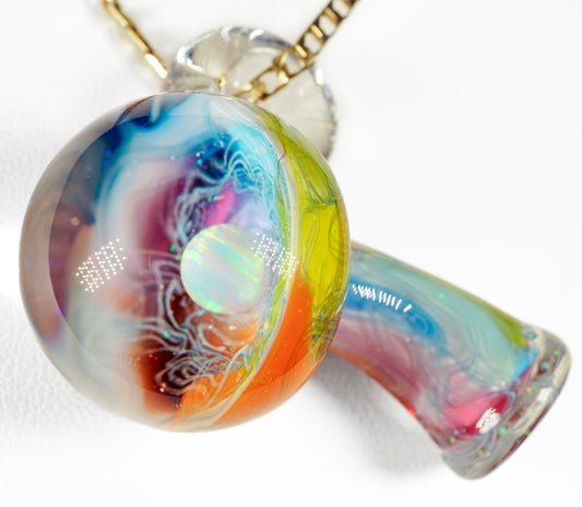Opal UV Scribble Mushroom Pendant (C)