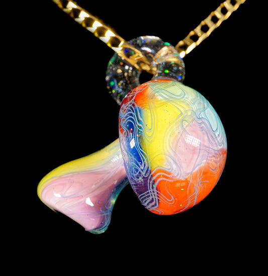 Crushed Opal UV Scribble Mushroom Pendant (A)