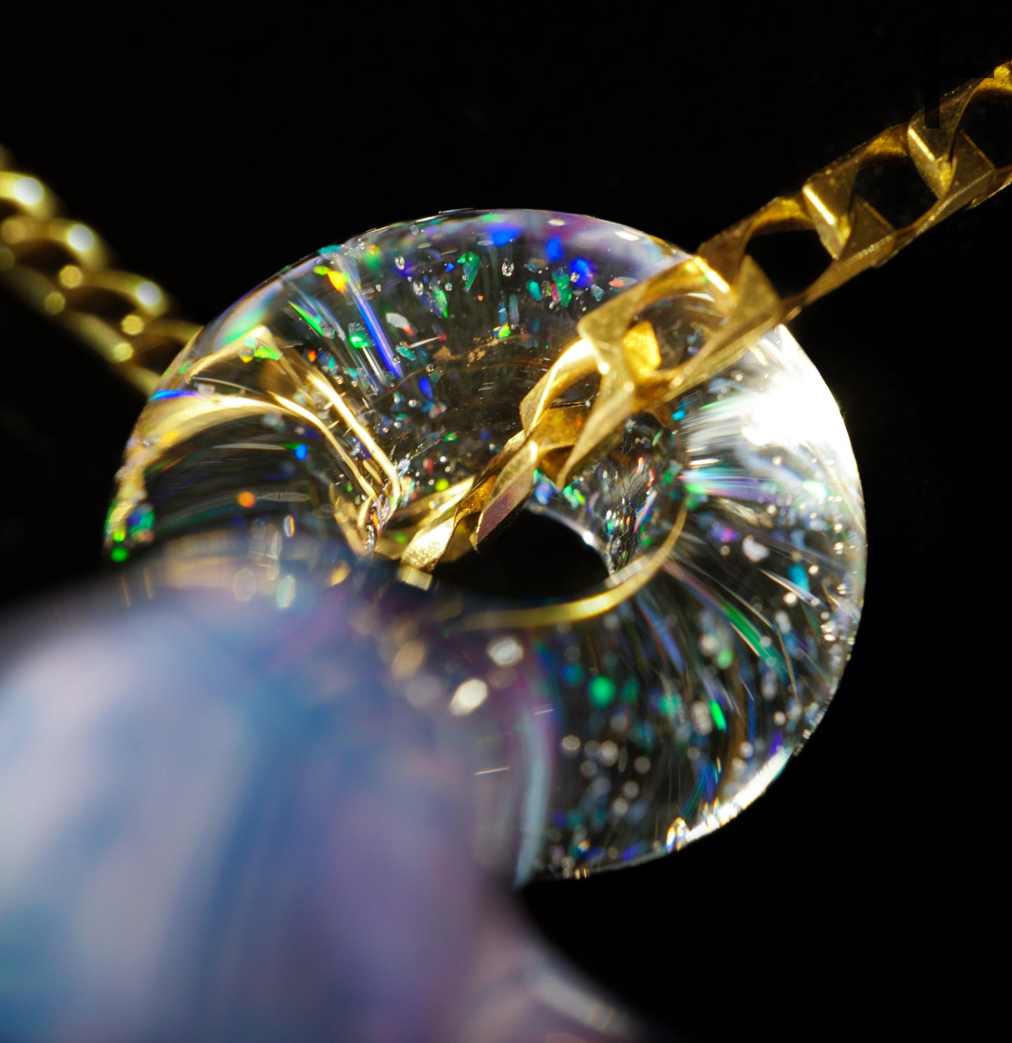 Crushed Opal UV Scribble Mushroom Pendant (B)
