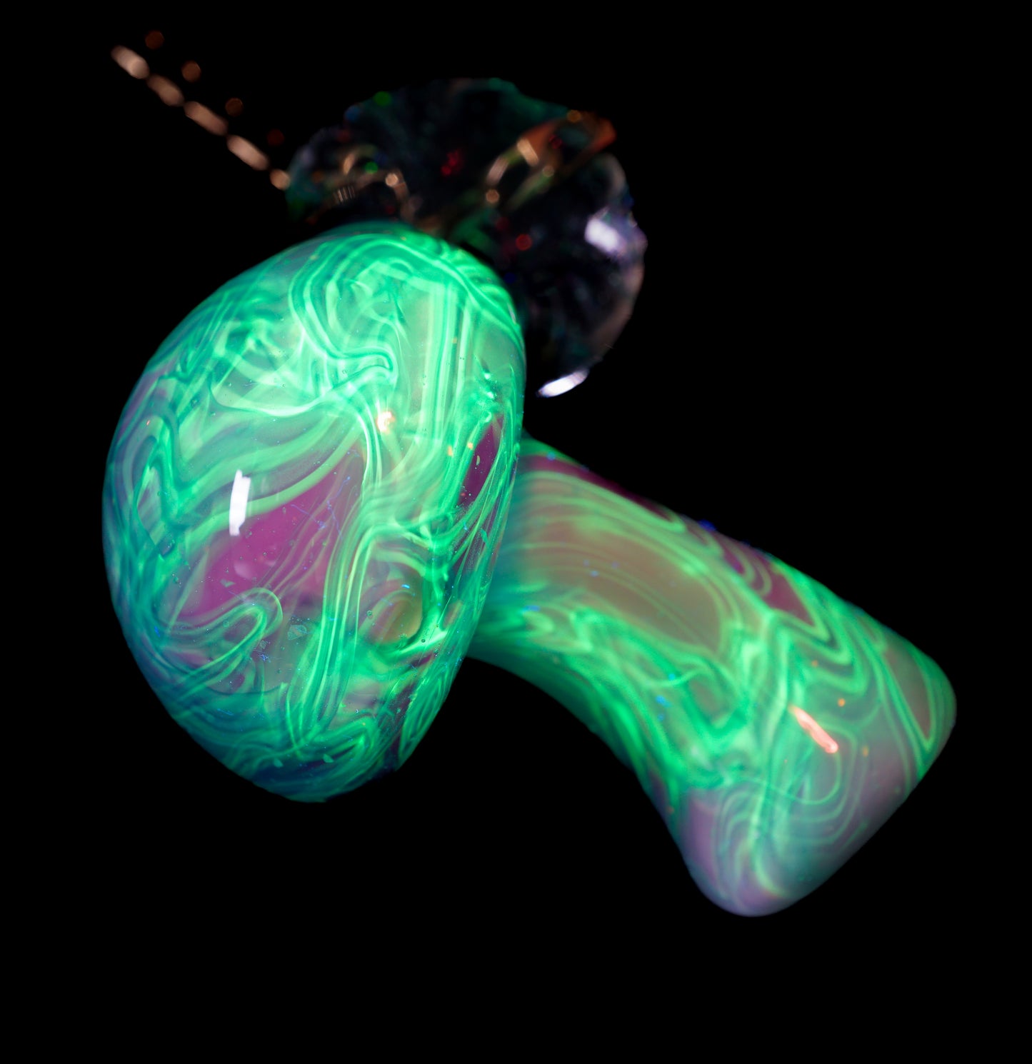 Crushed Opal UV Scribble Mushroom Pendant (B)
