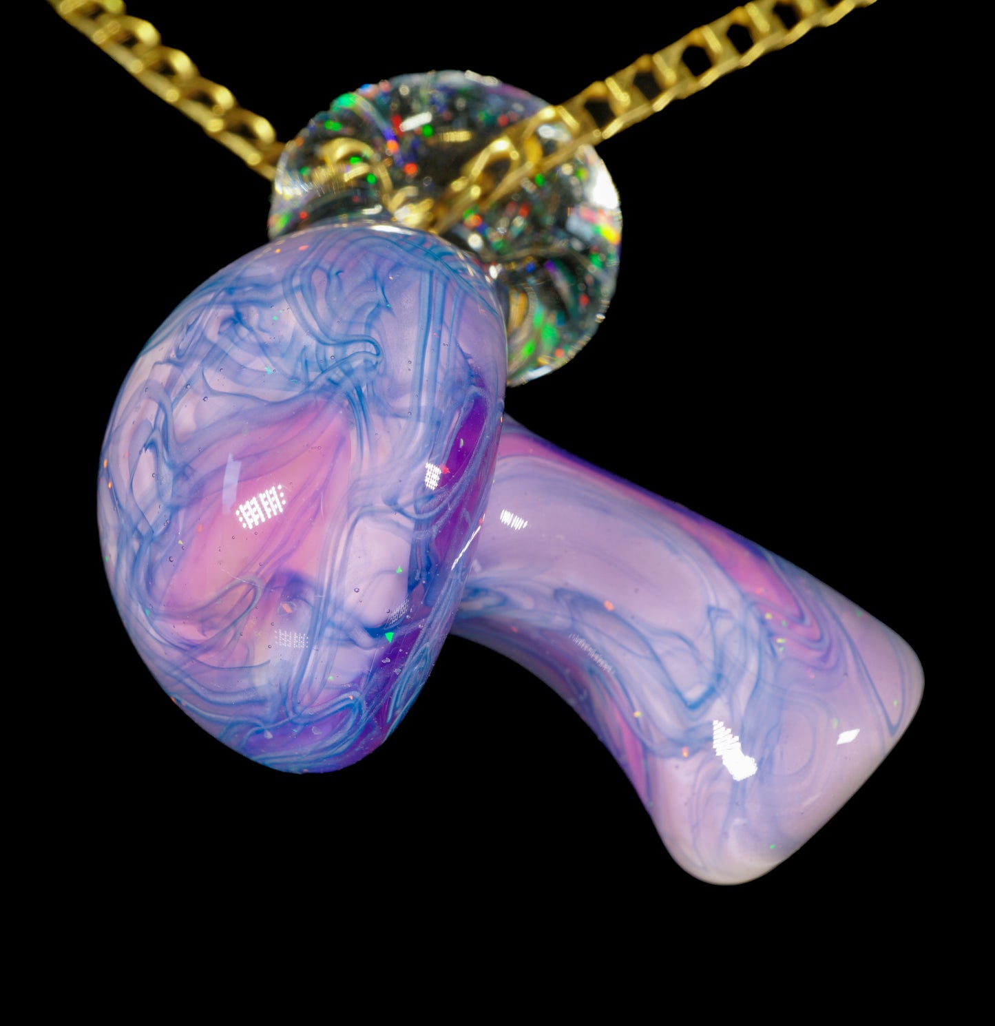 Crushed Opal UV Scribble Mushroom Pendant (B)