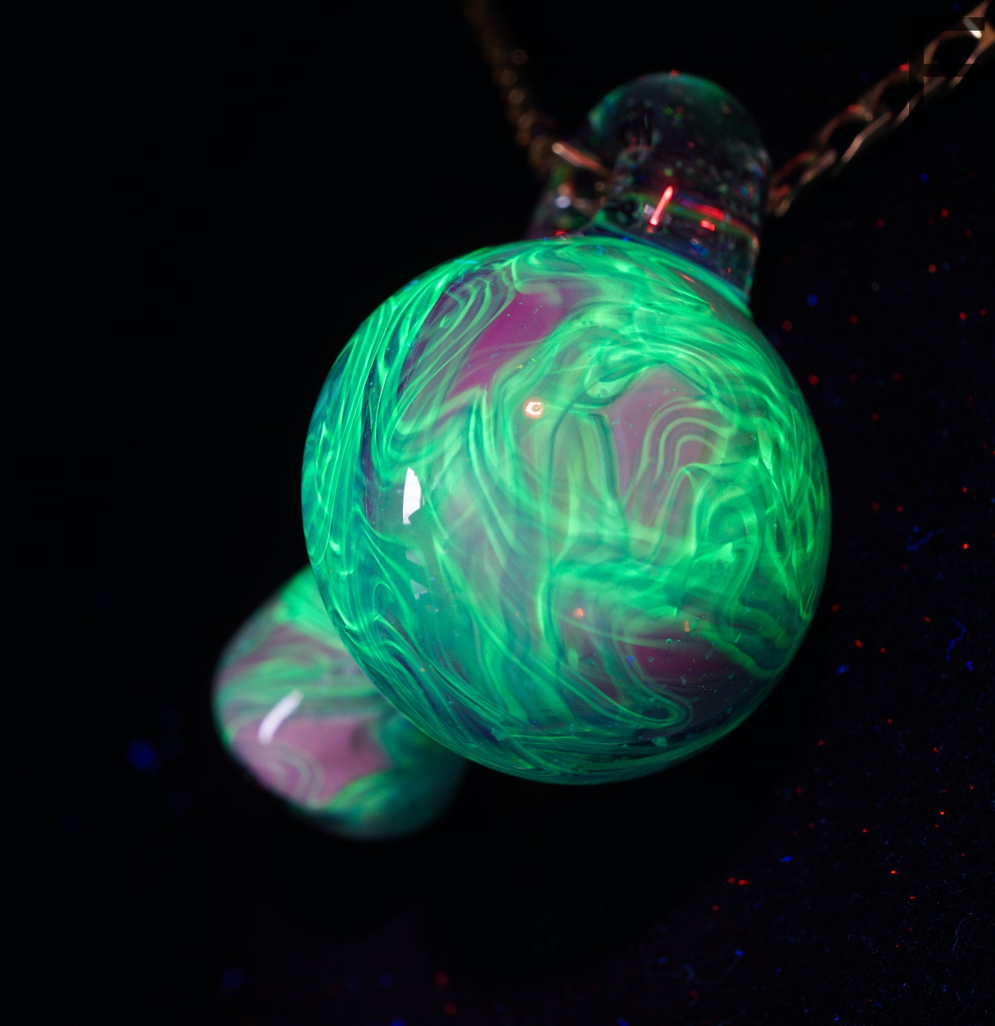 Crushed Opal UV Scribble Mushroom Pendant (B)